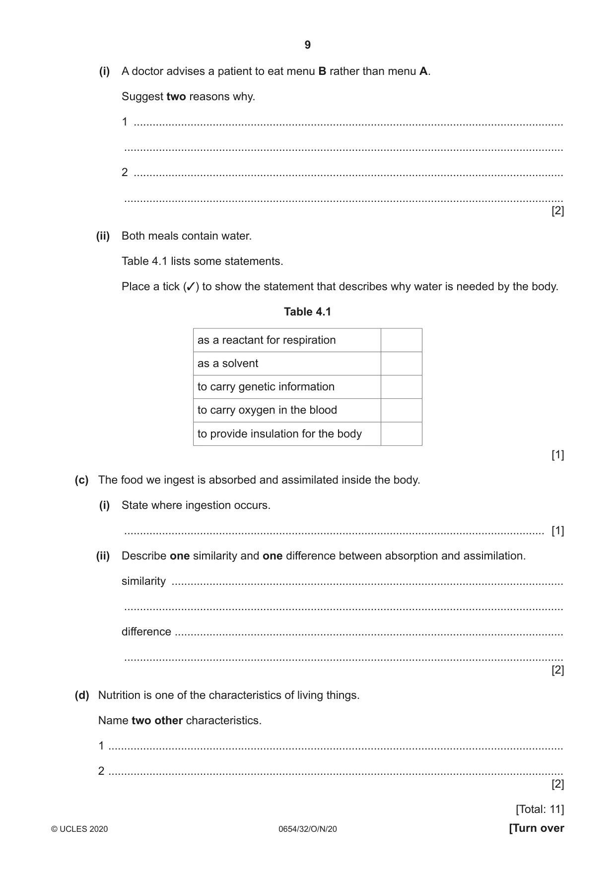 Cambridge IGCSE Sciences - Co-ordinated (Double) 0654 2020 Oct/Nov Paper 3 · Variant 2 question paper, page 9 of 32