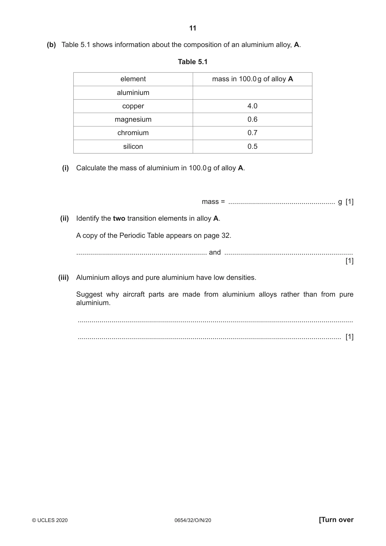 Cambridge IGCSE Sciences - Co-ordinated (Double) 0654 2020 Oct/Nov Paper 3 · Variant 2 question paper, page 11 of 32