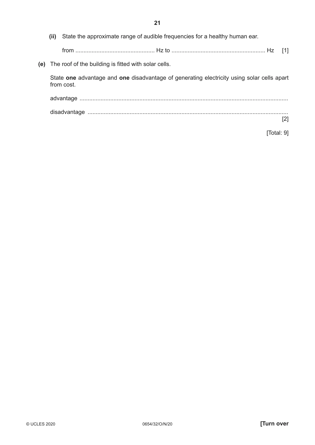 Cambridge IGCSE Sciences - Co-ordinated (Double) 0654 2020 Oct/Nov Paper 3 · Variant 2 question paper, page 21 of 32
