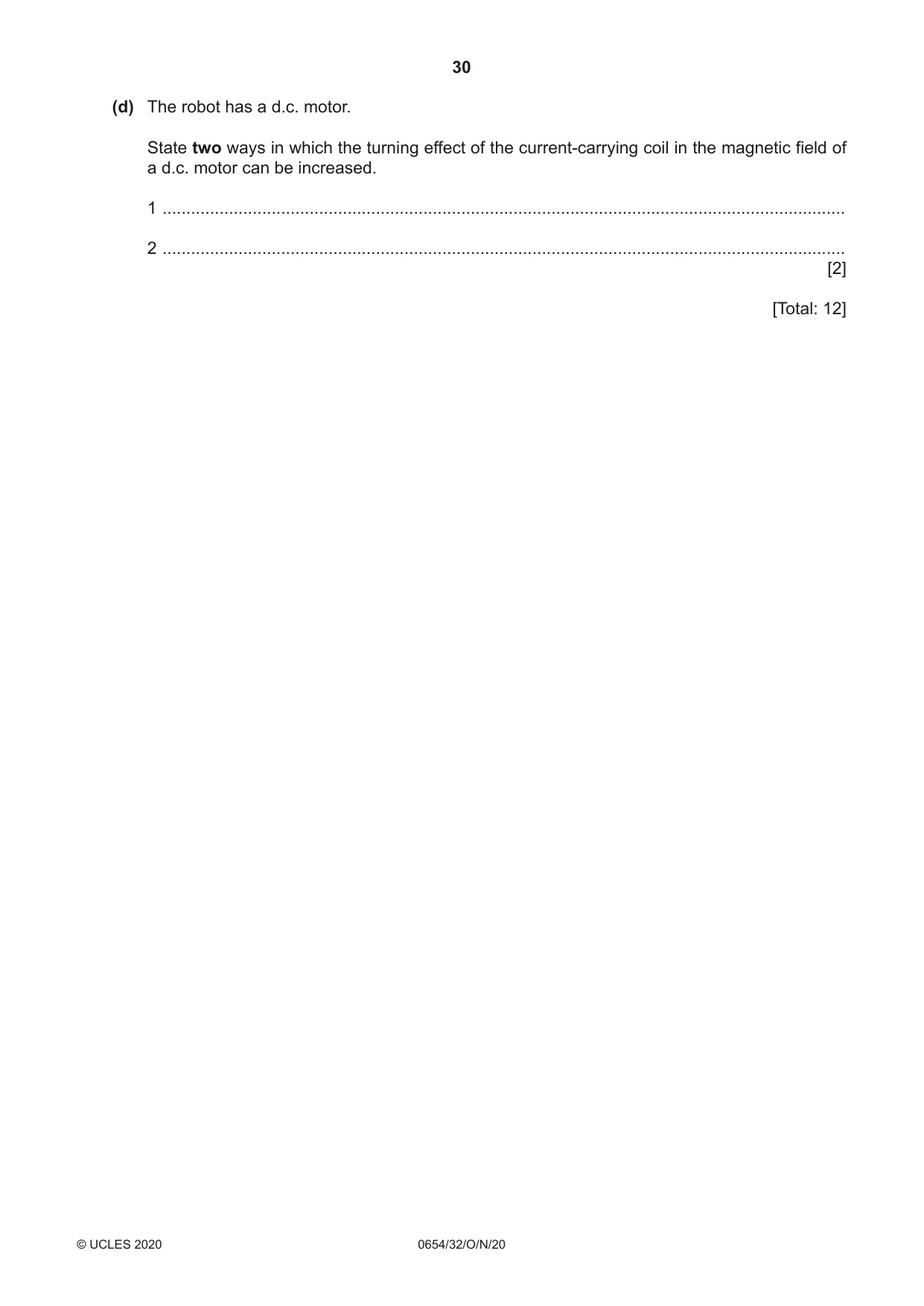Cambridge IGCSE Sciences - Co-ordinated (Double) 0654 2020 Oct/Nov Paper 3 · Variant 2 question paper, page 30 of 32