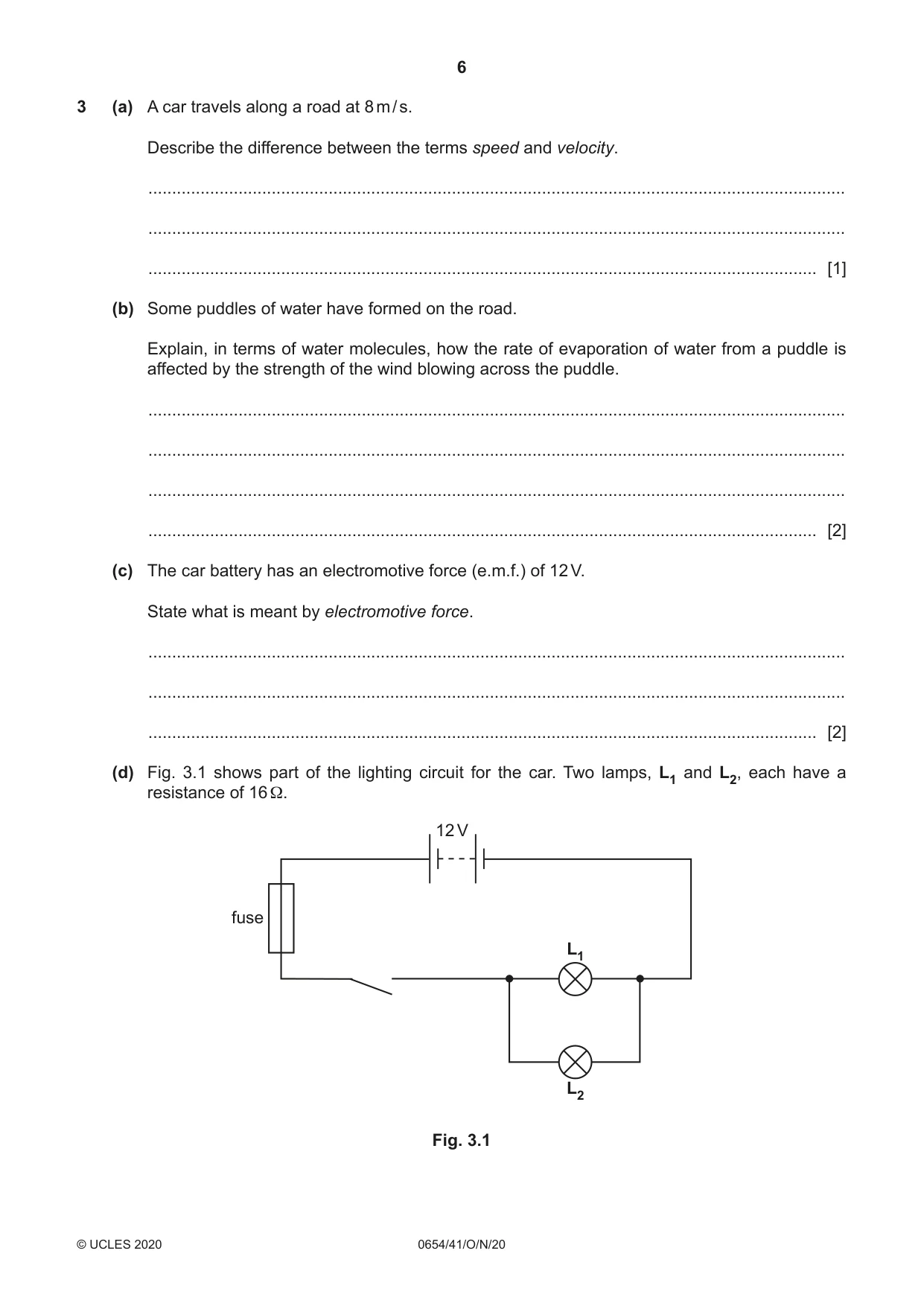 Cambridge IGCSE Sciences - Co-ordinated (Double) 0654 2020 Oct/Nov Paper 4 · Variant 1 question paper, page 6 of 28