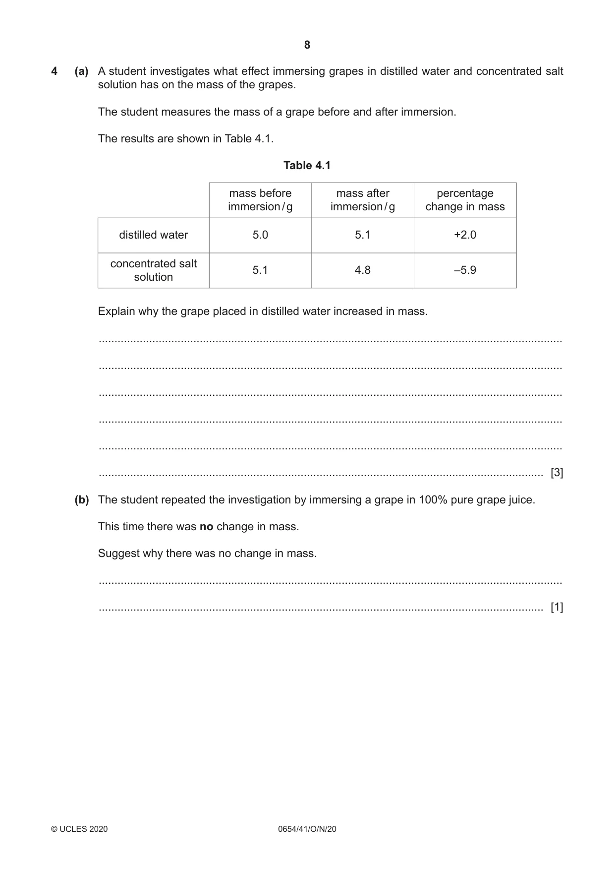 Cambridge IGCSE Sciences - Co-ordinated (Double) 0654 2020 Oct/Nov Paper 4 · Variant 1 question paper, page 8 of 28