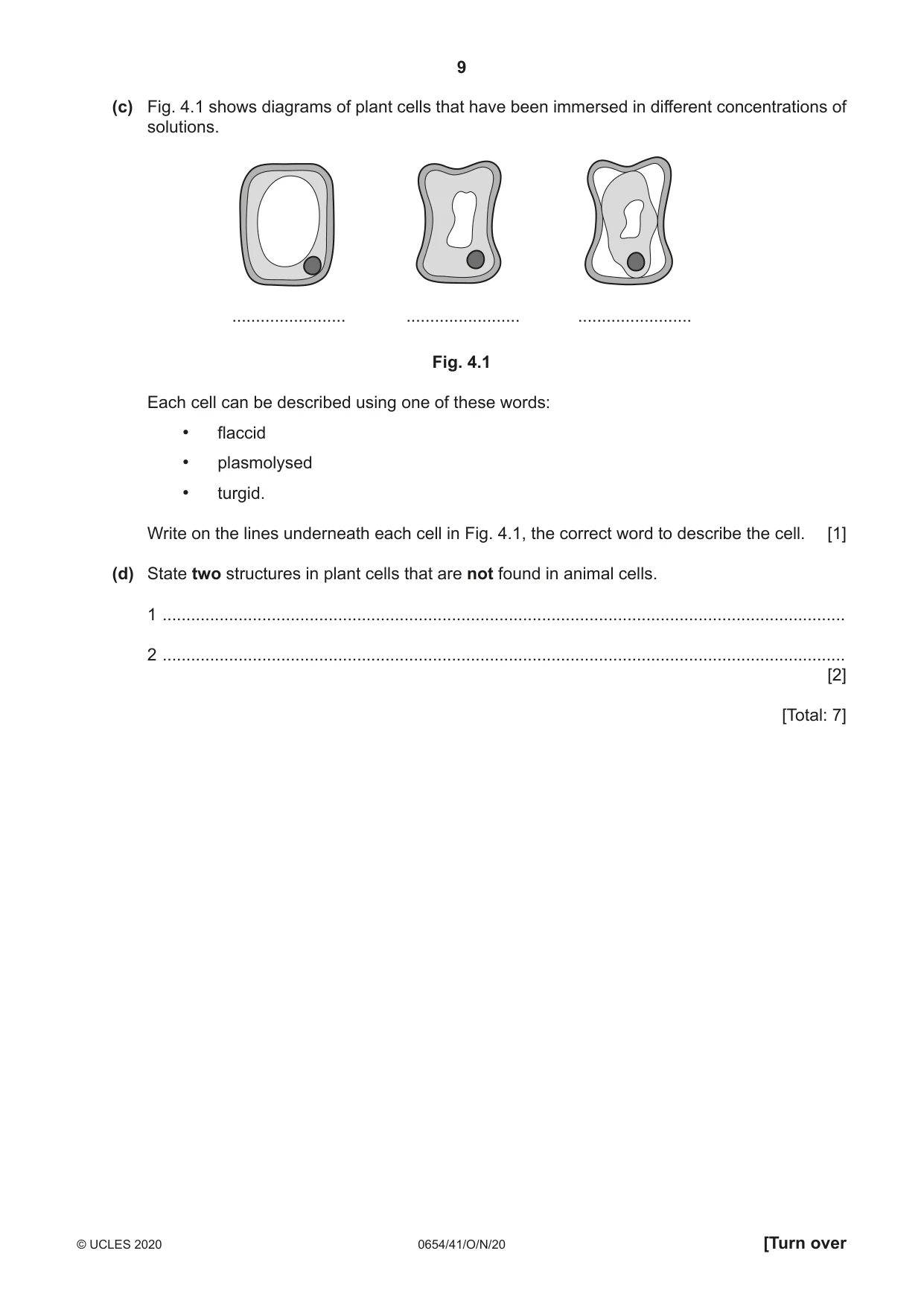 Cambridge IGCSE Sciences - Co-ordinated (Double) 0654 2020 Oct/Nov Paper 4 · Variant 1 question paper, page 9 of 28