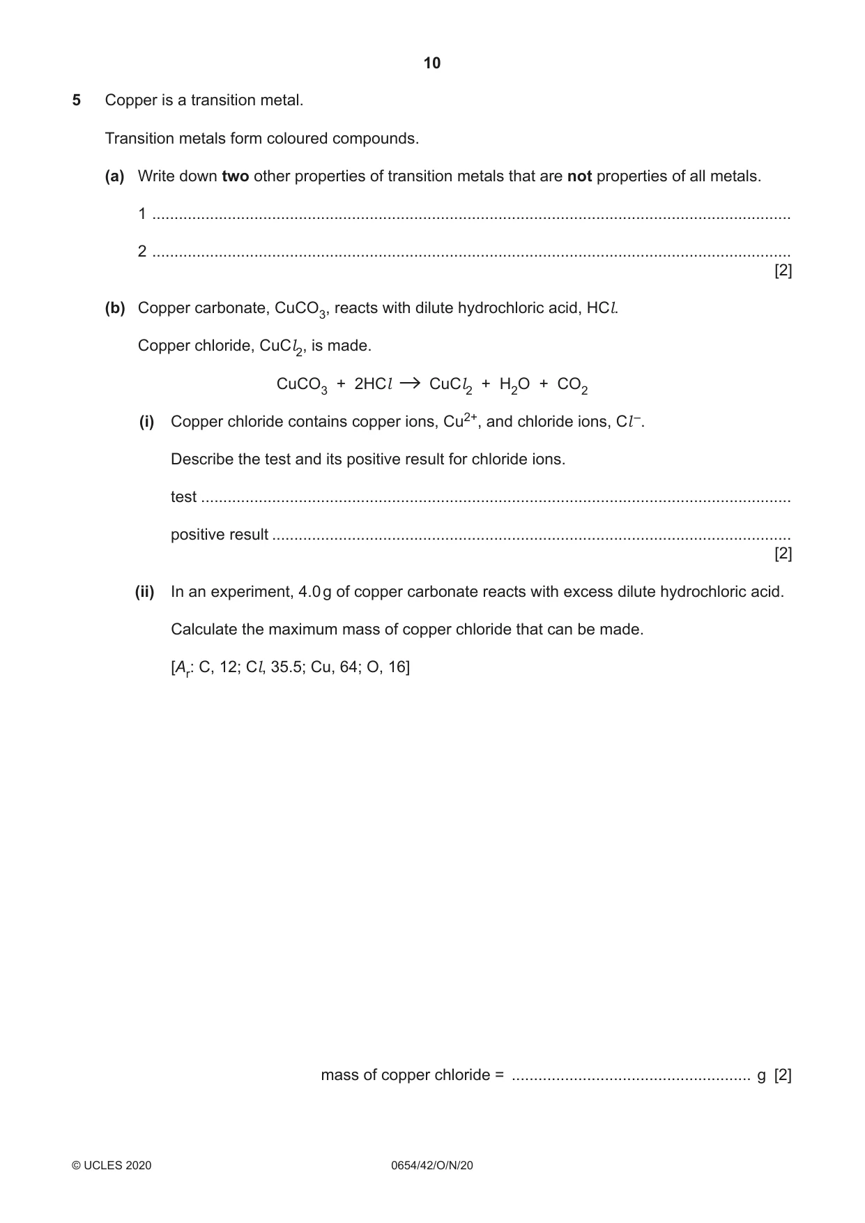 Cambridge IGCSE Sciences - Co-ordinated (Double) 0654 2020 Oct/Nov Paper 4 · Variant 2 question paper, page 10 of 28