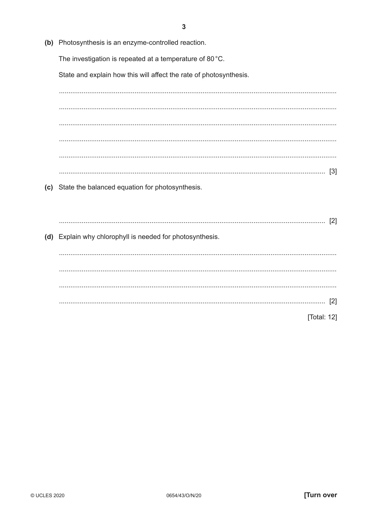 Cambridge IGCSE Sciences - Co-ordinated (Double) 0654 2020 Oct/Nov Paper 4 · Variant 3 question paper, page 3 of 28