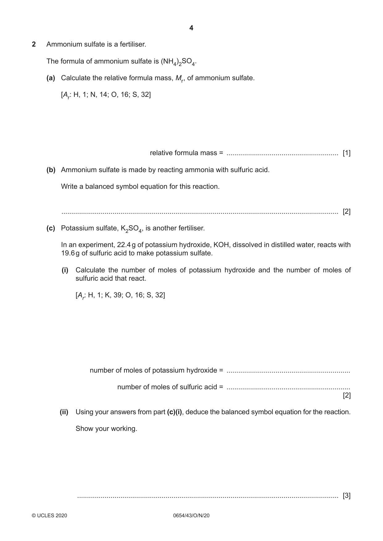 Cambridge IGCSE Sciences - Co-ordinated (Double) 0654 2020 Oct/Nov Paper 4 · Variant 3 question paper, page 4 of 28