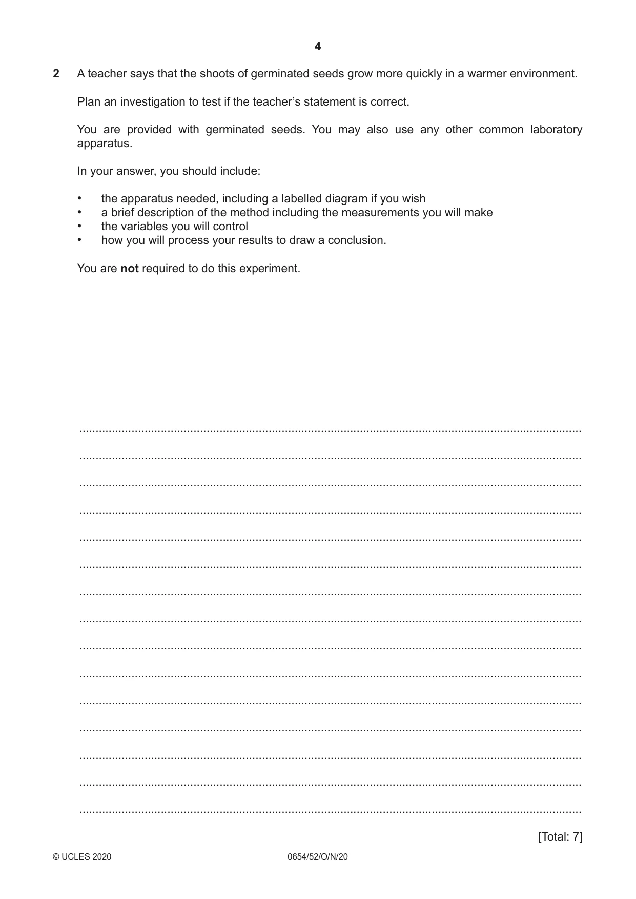 Cambridge IGCSE Sciences - Co-ordinated (Double) 0654 2020 Oct/Nov Paper 5 · Variant 2 question paper, page 4 of 16