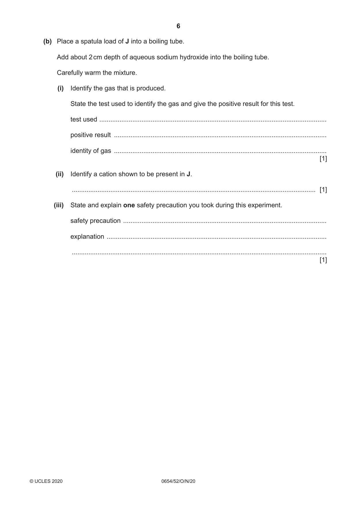 Cambridge IGCSE Sciences - Co-ordinated (Double) 0654 2020 Oct/Nov Paper 5 · Variant 2 question paper, page 6 of 16