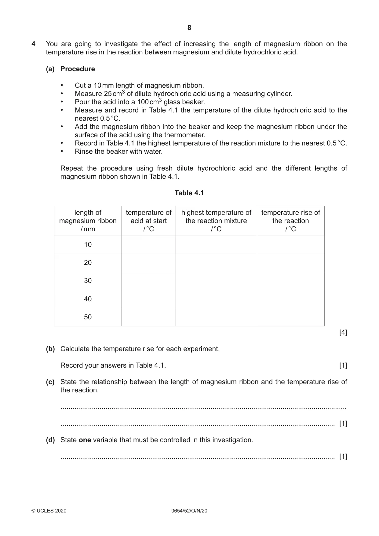 Cambridge IGCSE Sciences - Co-ordinated (Double) 0654 2020 Oct/Nov Paper 5 · Variant 2 question paper, page 8 of 16