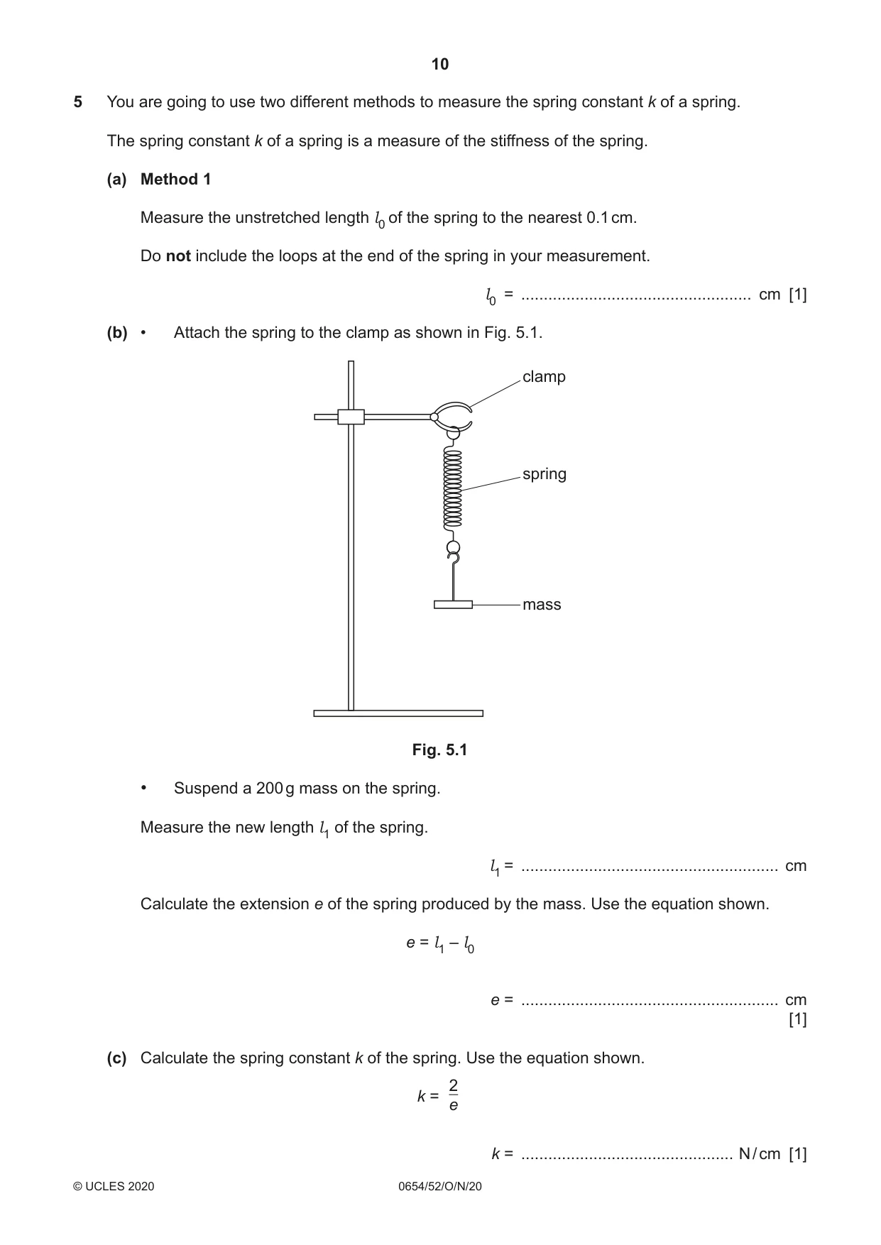 Cambridge IGCSE Sciences - Co-ordinated (Double) 0654 2020 Oct/Nov Paper 5 · Variant 2 question paper, page 10 of 16