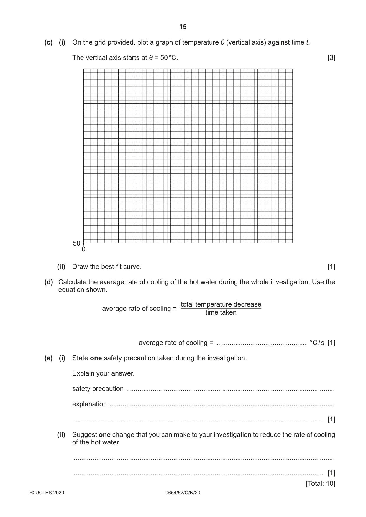 Cambridge IGCSE Sciences - Co-ordinated (Double) 0654 2020 Oct/Nov Paper 5 · Variant 2 question paper, page 15 of 16