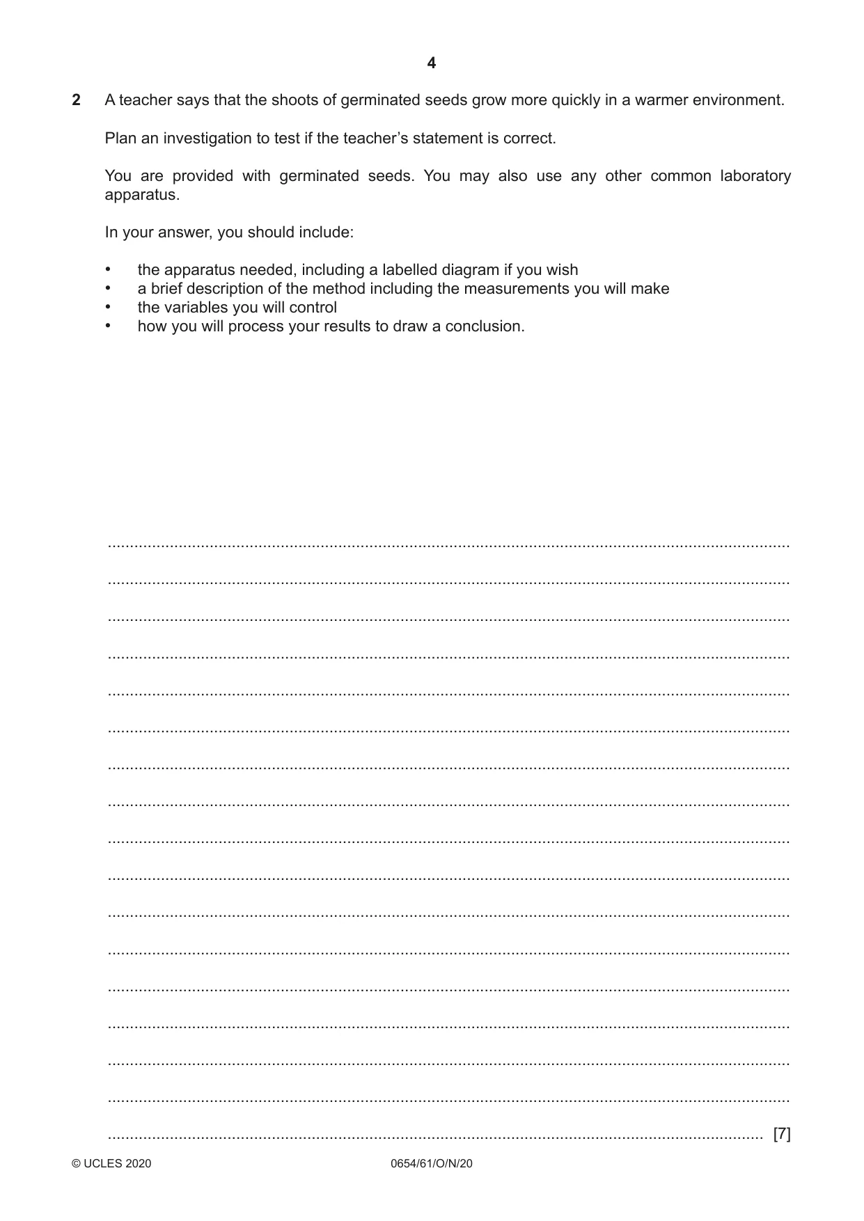 Cambridge IGCSE Sciences - Co-ordinated (Double) 0654 2020 Oct/Nov Paper 6 · Variant 1 question paper, page 4 of 16