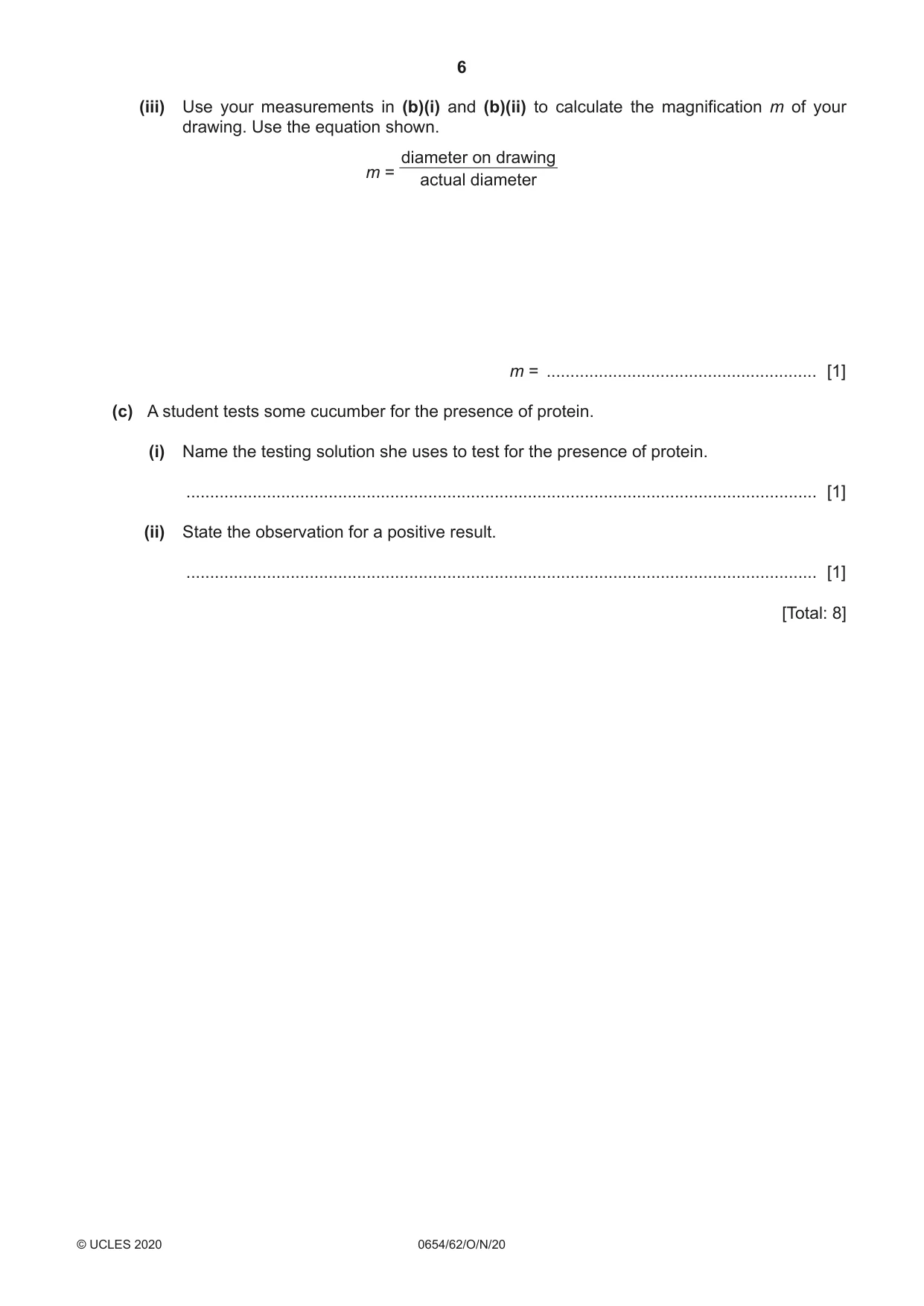 Cambridge IGCSE Sciences - Co-ordinated (Double) 0654 2020 Oct/Nov Paper 6 · Variant 2 question paper, page 6 of 20