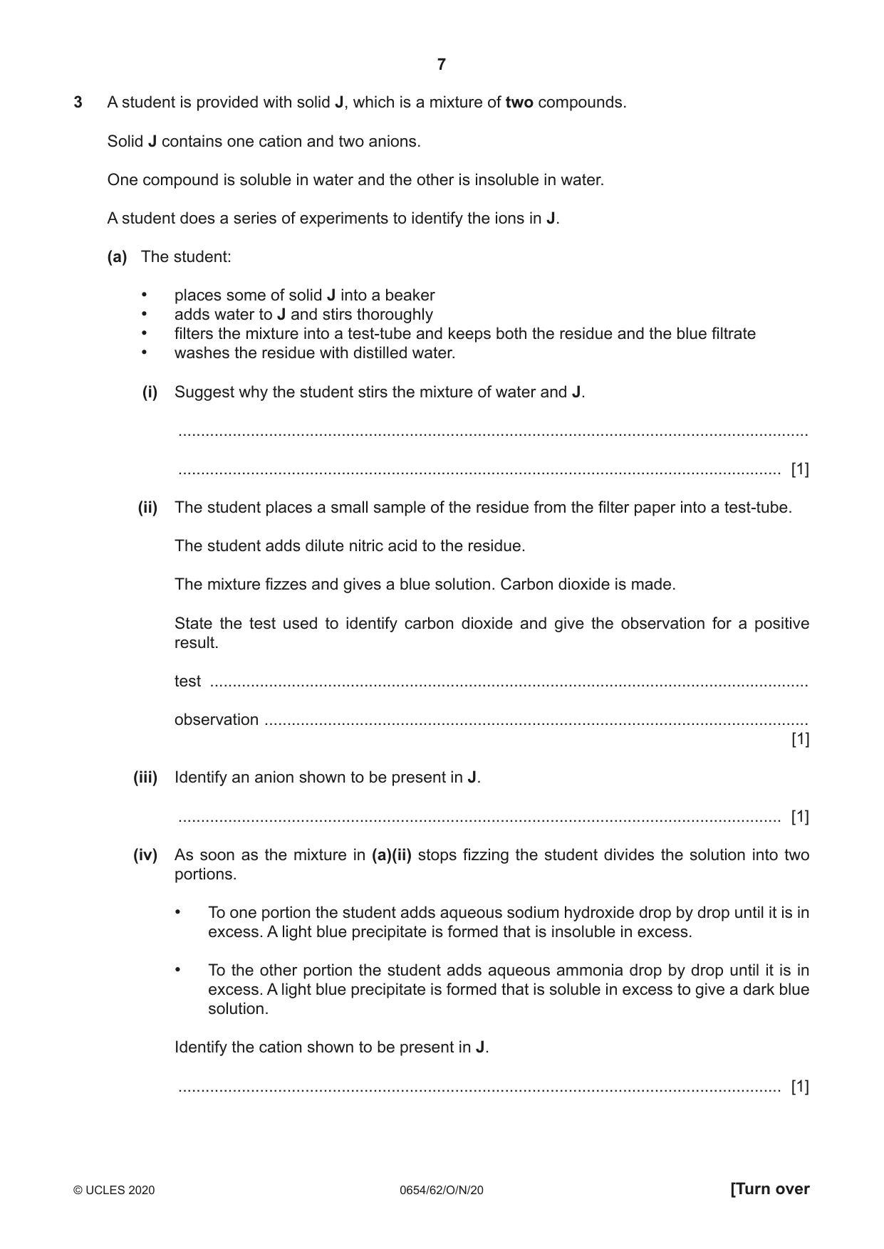 Cambridge IGCSE Sciences - Co-ordinated (Double) 0654 2020 Oct/Nov Paper 6 · Variant 2 question paper, page 7 of 20
