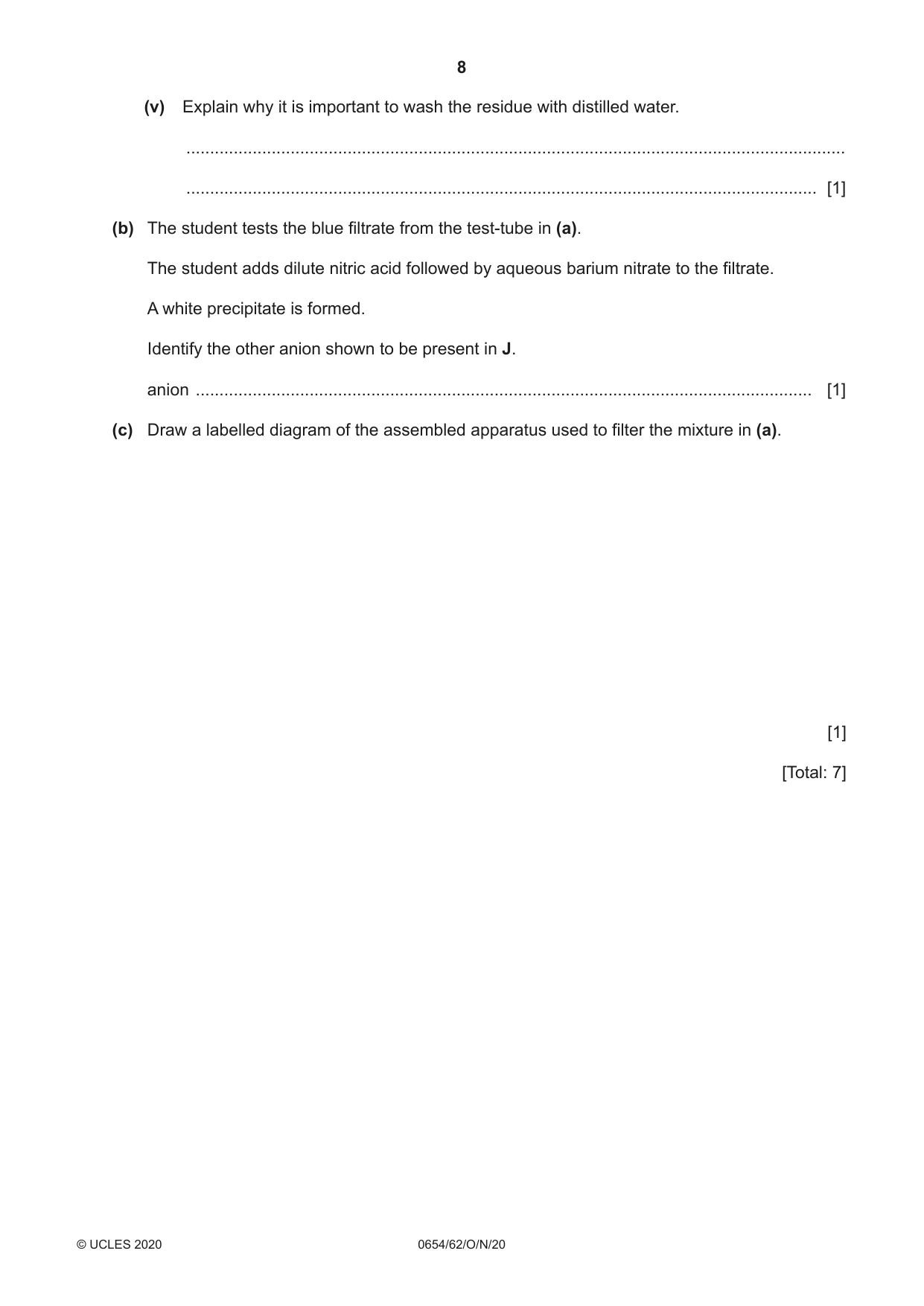 Cambridge IGCSE Sciences - Co-ordinated (Double) 0654 2020 Oct/Nov Paper 6 · Variant 2 question paper, page 8 of 20