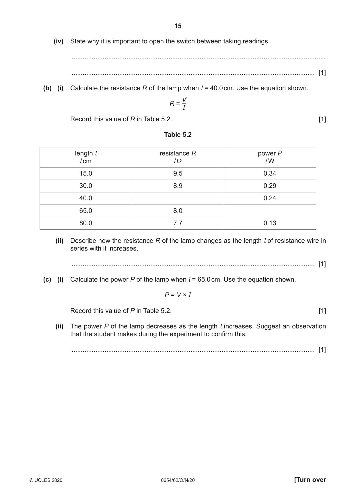 Cambridge IGCSE Sciences - Co-ordinated (Double) 0654 2020 Oct/Nov Paper 6 · Variant 2 question paper, page 15 of 20