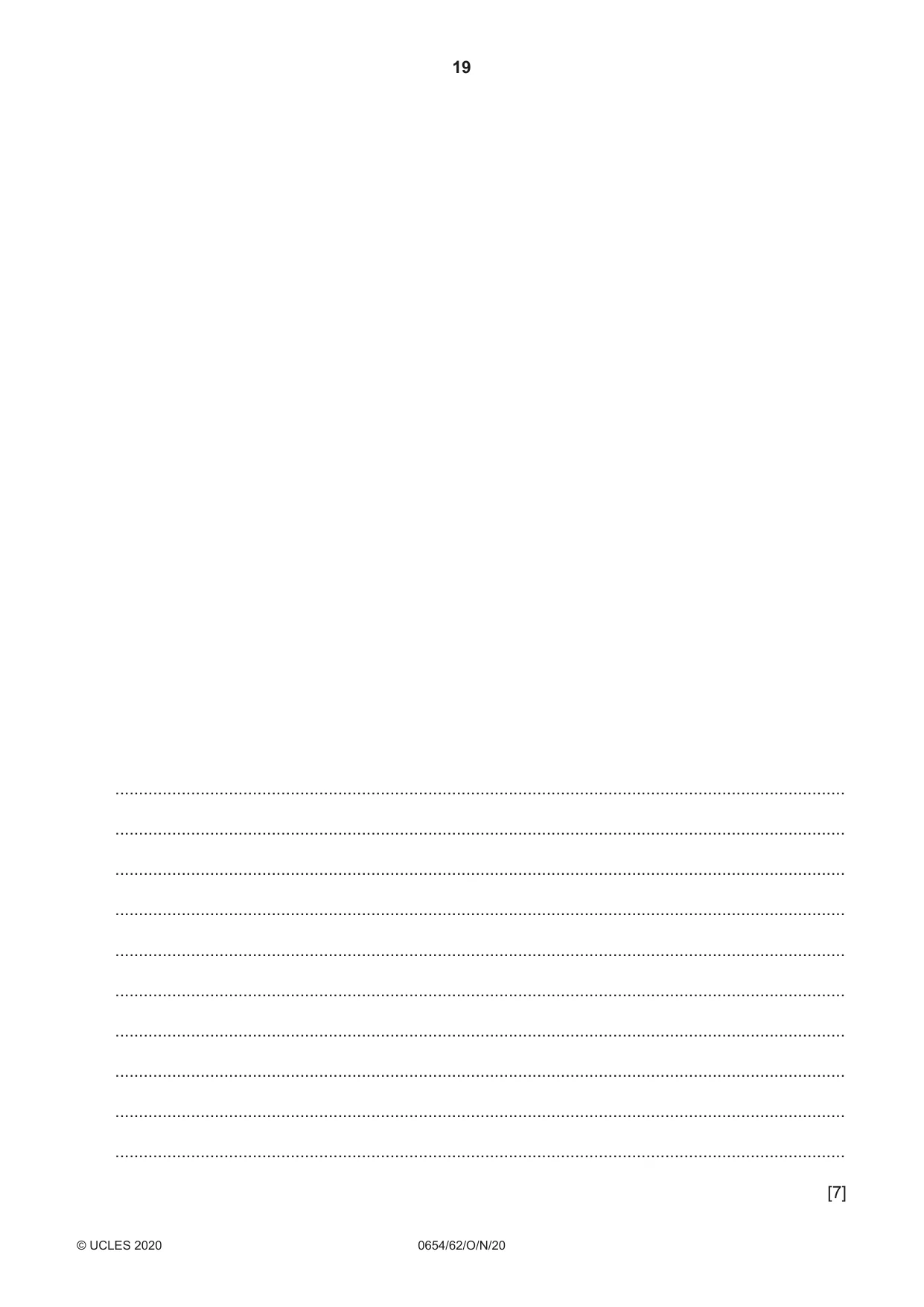 Cambridge IGCSE Sciences - Co-ordinated (Double) 0654 2020 Oct/Nov Paper 6 · Variant 2 question paper, page 19 of 20