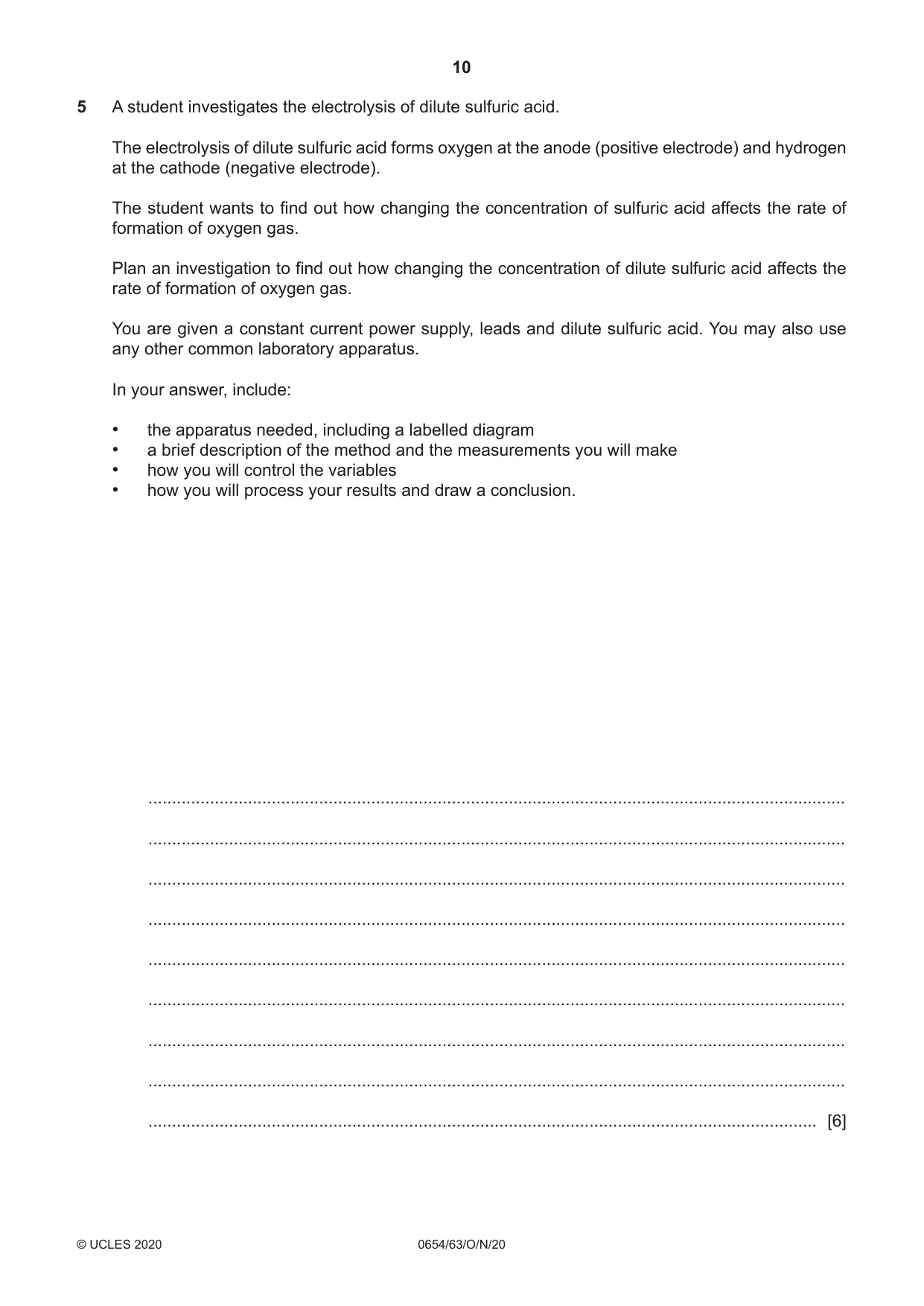 Cambridge IGCSE Sciences - Co-ordinated (Double) 0654 2020 Oct/Nov Paper 6 · Variant 3 question paper, page 10 of 16