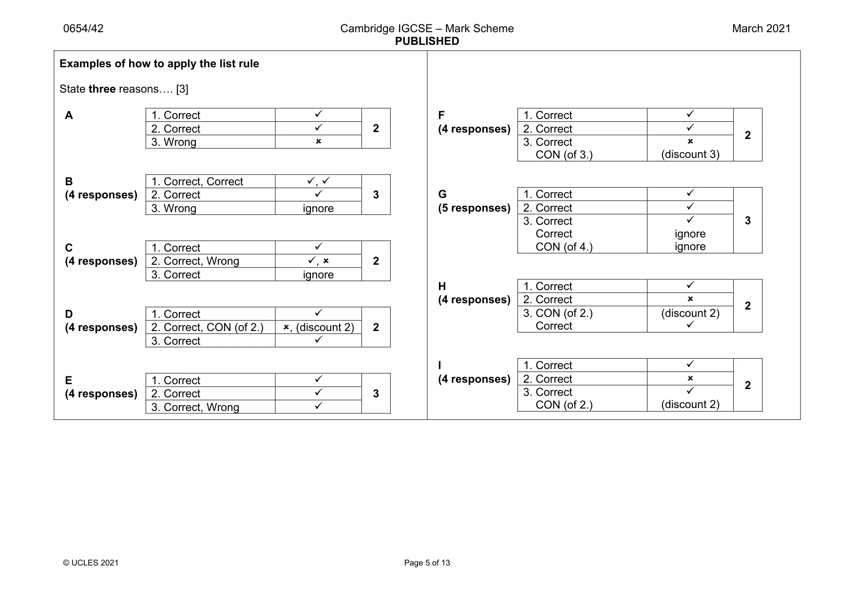 Mark scheme, page 5 of 13