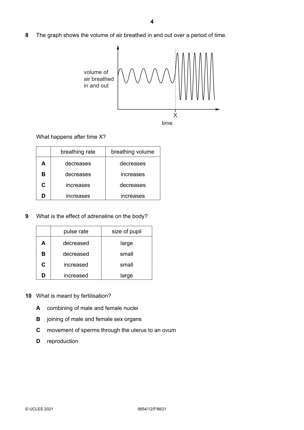 Cambridge IGCSE Sciences - Co-ordinated (Double) 0654 2021 Feb/March Paper 1 · Variant 2 question paper, page 4 of 16