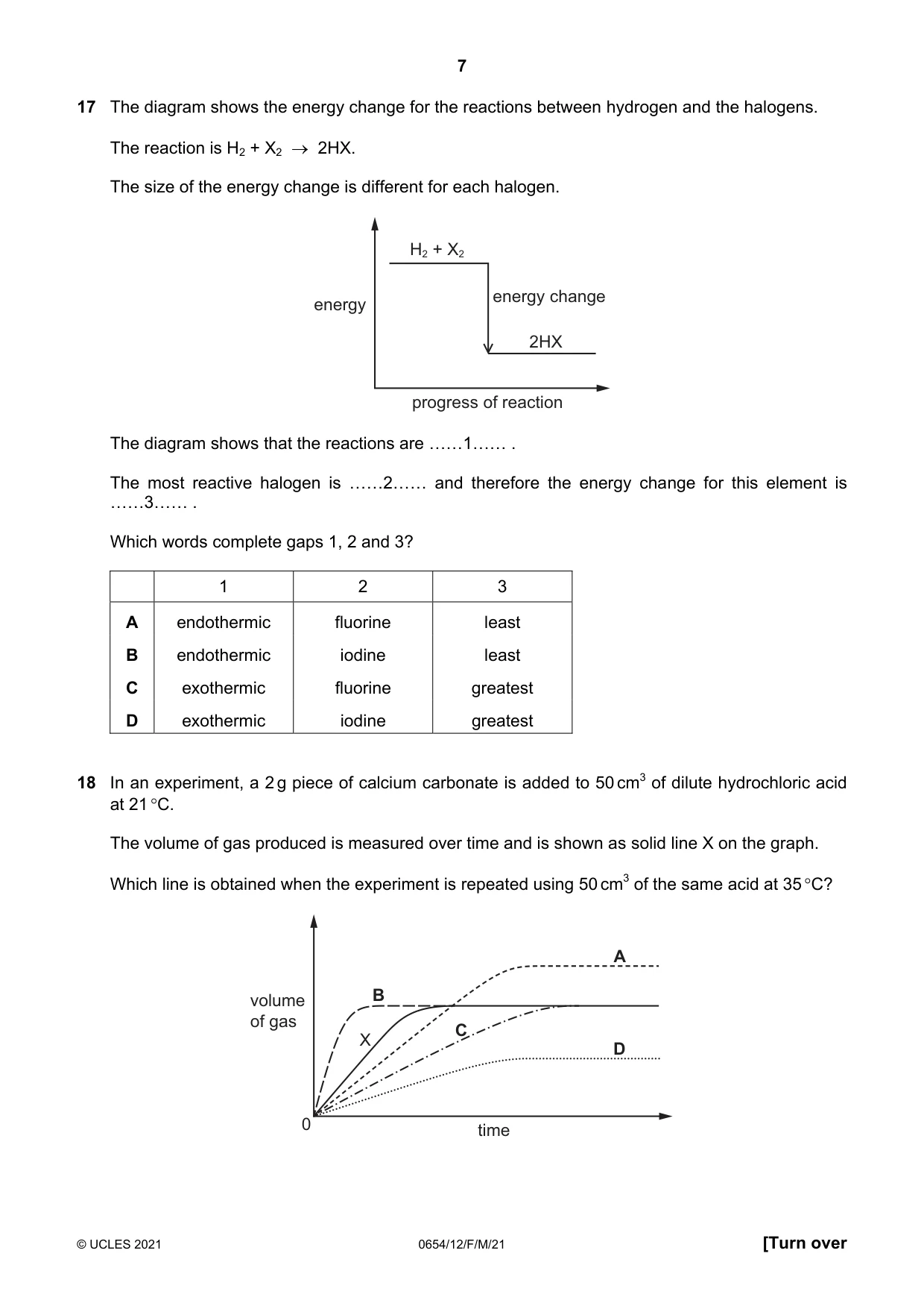 Cambridge IGCSE Sciences - Co-ordinated (Double) 0654 2021 Feb/March Paper 1 · Variant 2 question paper, page 7 of 16