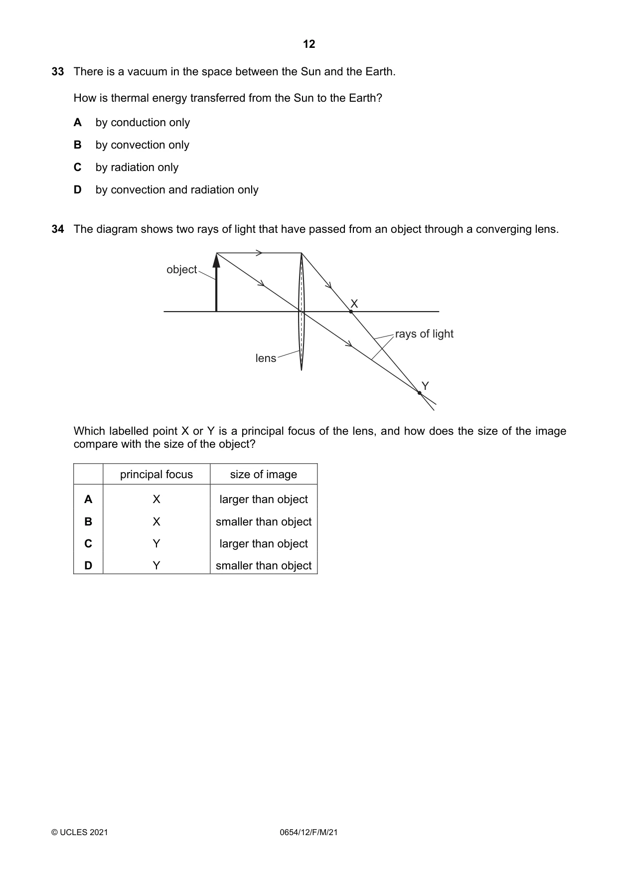 Cambridge IGCSE Sciences - Co-ordinated (Double) 0654 2021 Feb/March Paper 1 · Variant 2 question paper, page 12 of 16