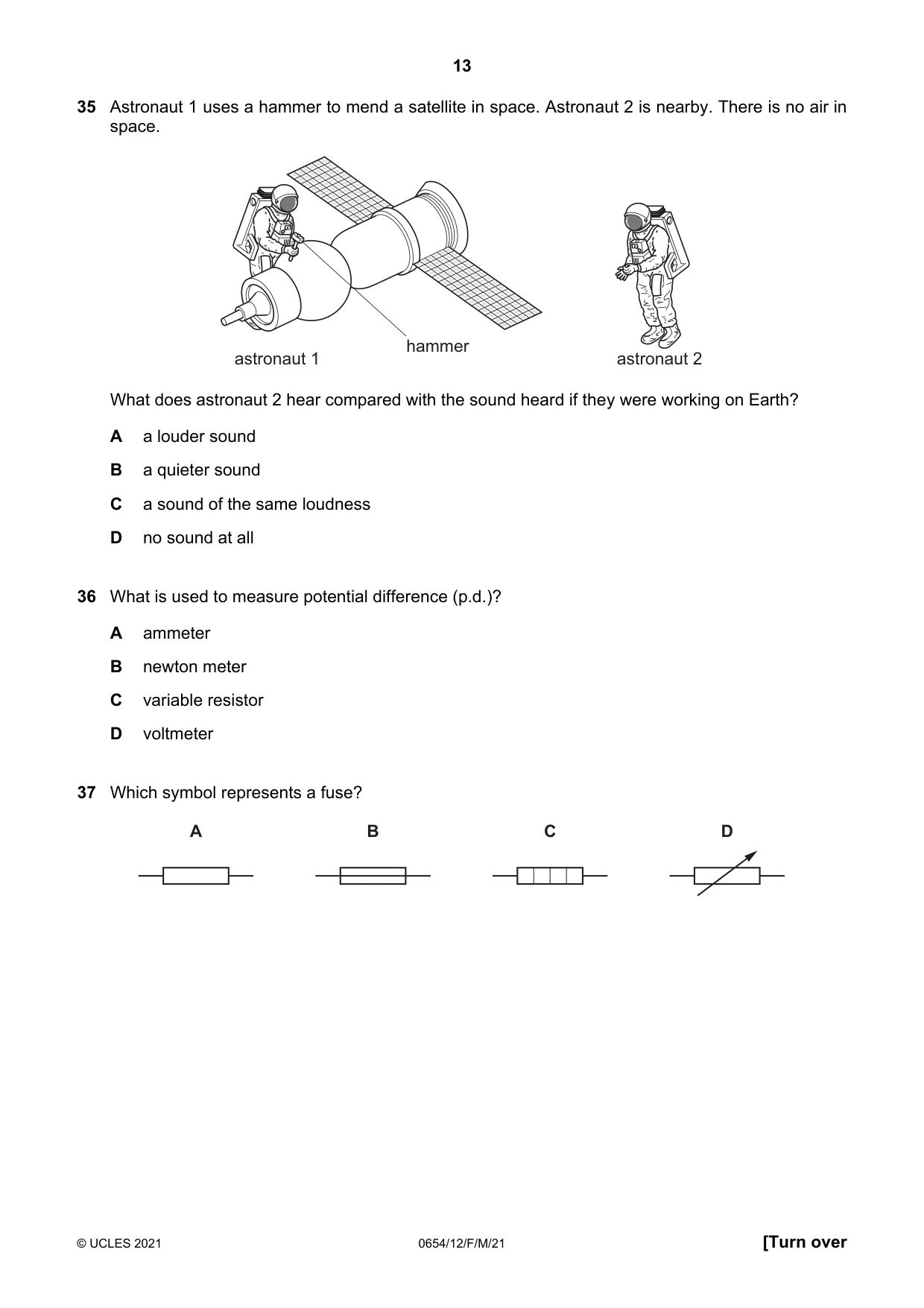 Cambridge IGCSE Sciences - Co-ordinated (Double) 0654 2021 Feb/March Paper 1 · Variant 2 question paper, page 13 of 16