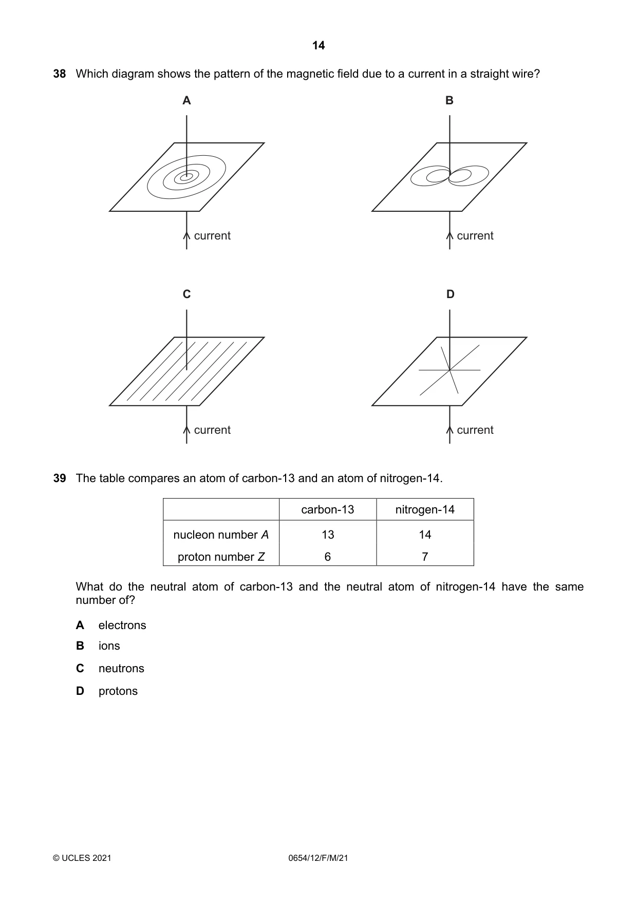 Cambridge IGCSE Sciences - Co-ordinated (Double) 0654 2021 Feb/March Paper 1 · Variant 2 question paper, page 14 of 16