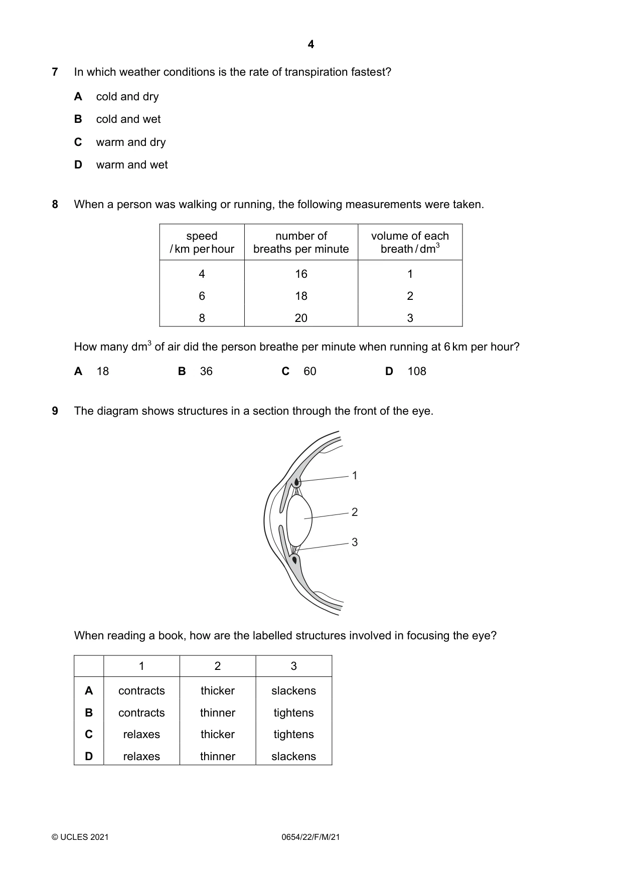 Cambridge IGCSE Sciences - Co-ordinated (Double) 0654 2021 Feb/March Paper 2 · Variant 2 question paper, page 4 of 16