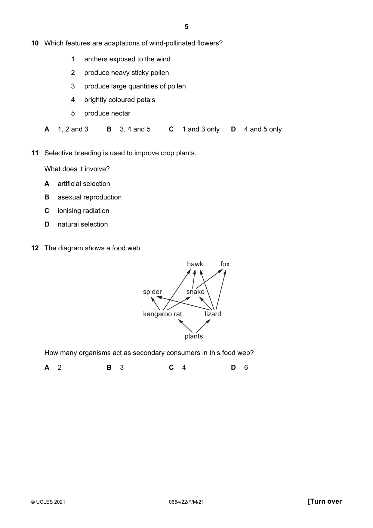 Cambridge IGCSE Sciences - Co-ordinated (Double) 0654 2021 Feb/March Paper 2 · Variant 2 question paper, page 5 of 16