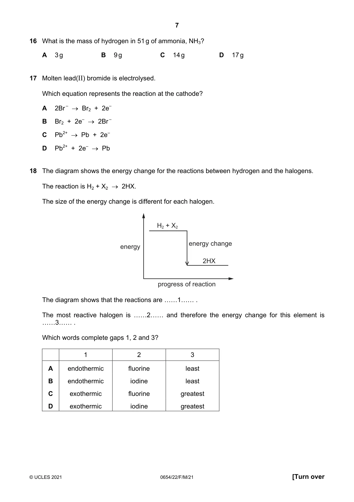 Cambridge IGCSE Sciences - Co-ordinated (Double) 0654 2021 Feb/March Paper 2 · Variant 2 question paper, page 7 of 16