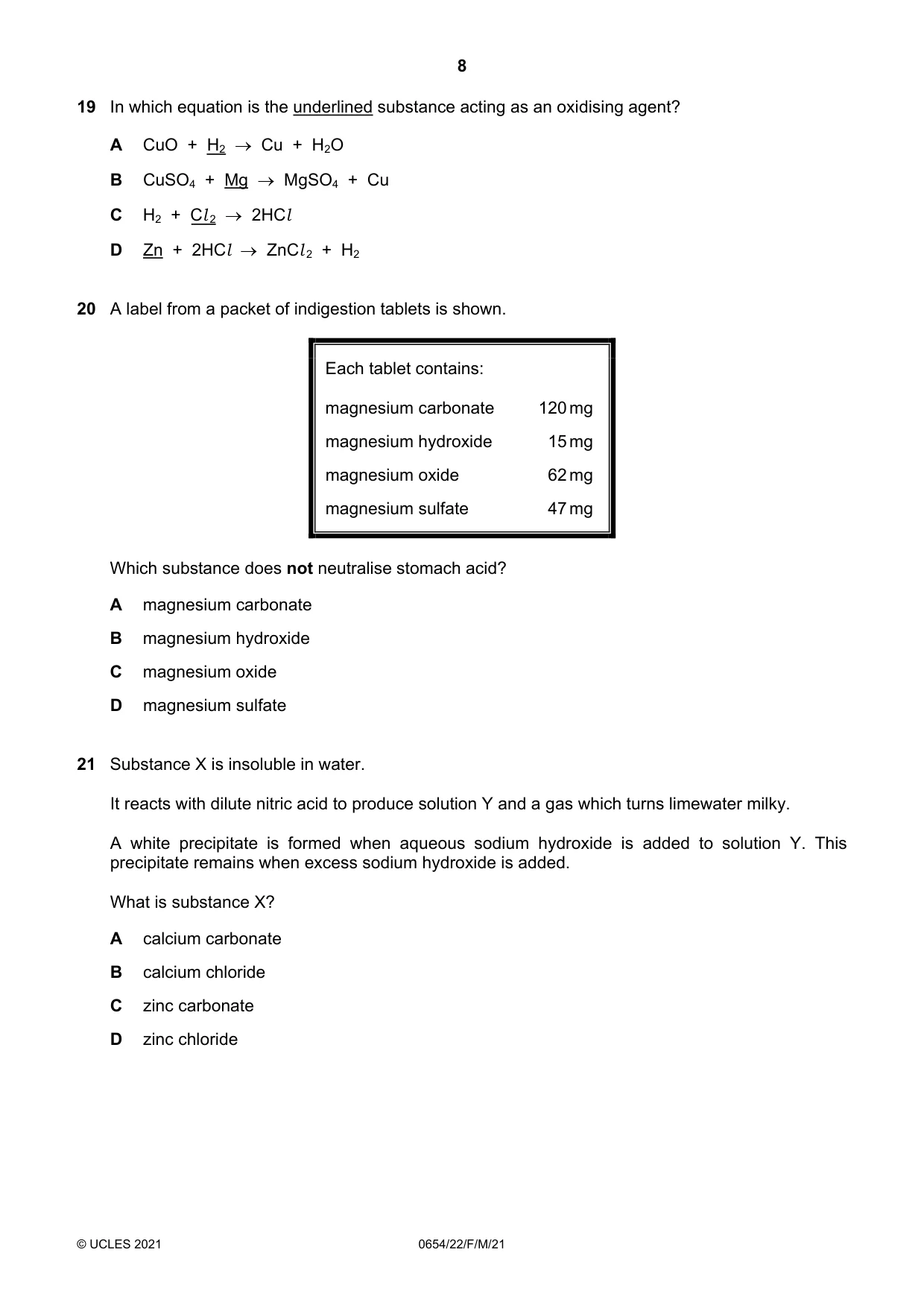 Cambridge IGCSE Sciences - Co-ordinated (Double) 0654 2021 Feb/March Paper 2 · Variant 2 question paper, page 8 of 16