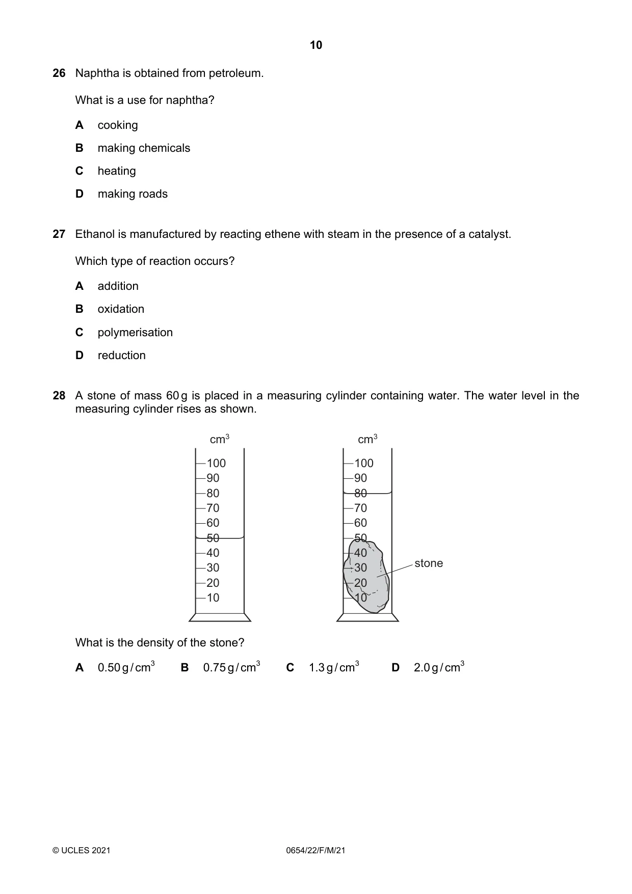 Cambridge IGCSE Sciences - Co-ordinated (Double) 0654 2021 Feb/March Paper 2 · Variant 2 question paper, page 10 of 16