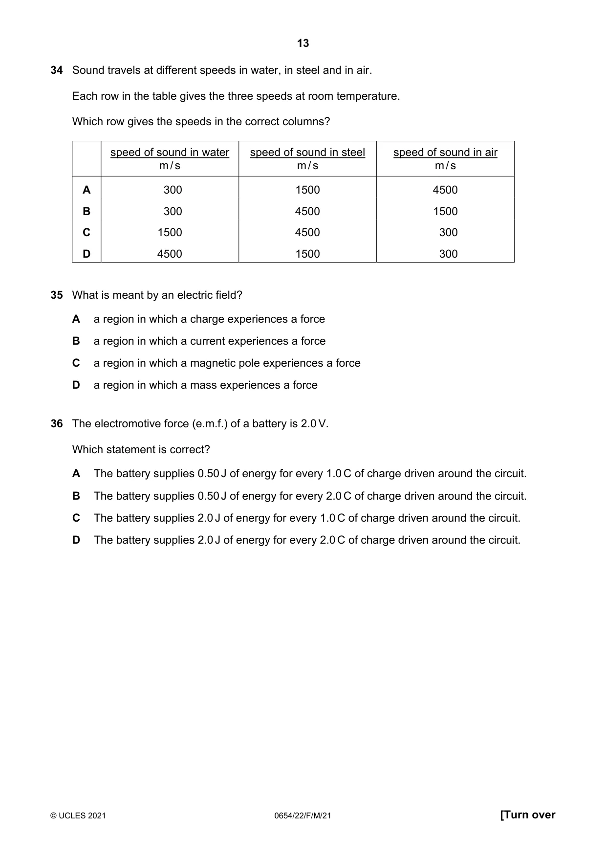 Cambridge IGCSE Sciences - Co-ordinated (Double) 0654 2021 Feb/March Paper 2 · Variant 2 question paper, page 13 of 16