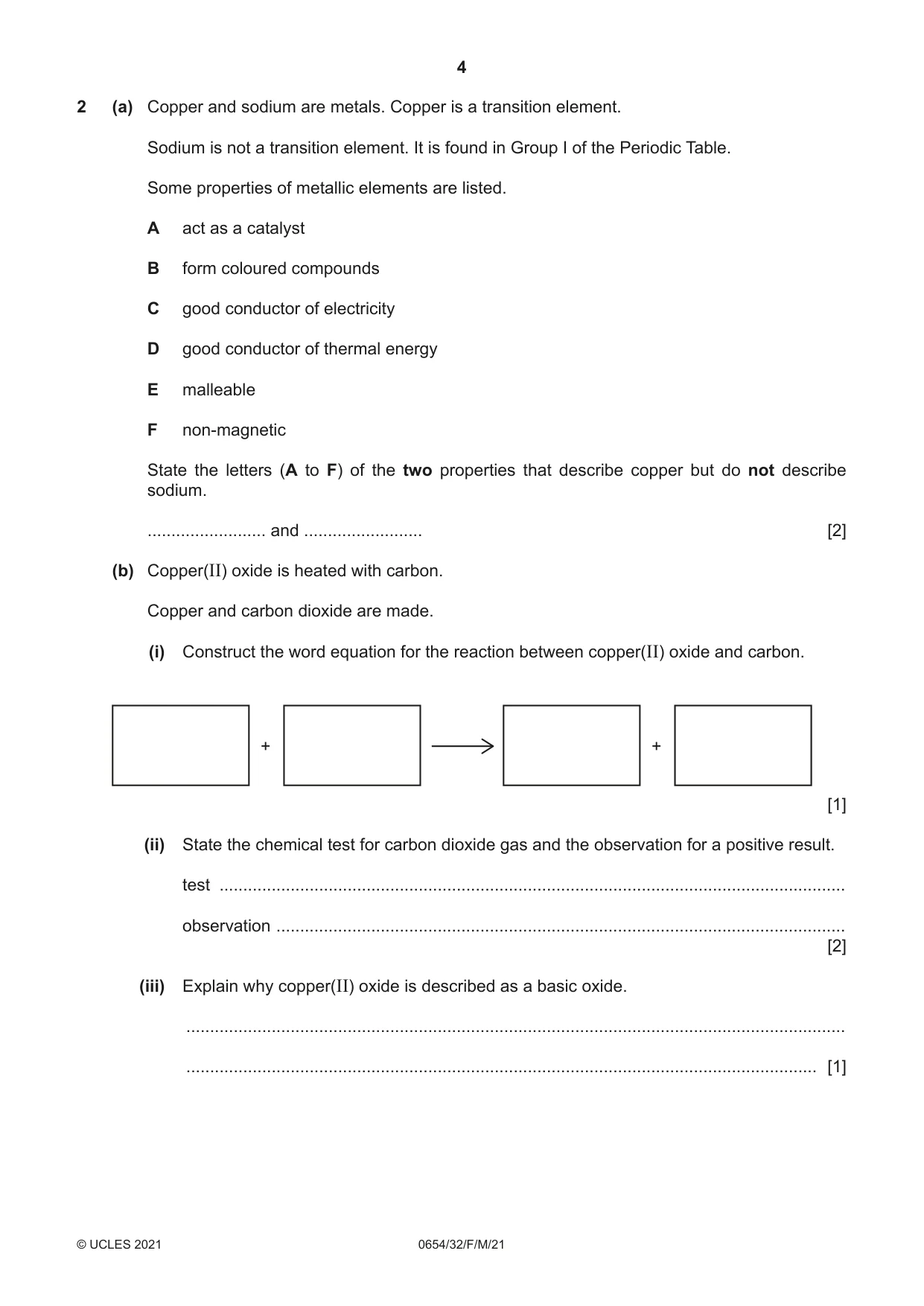 Cambridge IGCSE Sciences - Co-ordinated (Double) 0654 2021 Feb/March Paper 3 · Variant 2 question paper, page 4 of 28