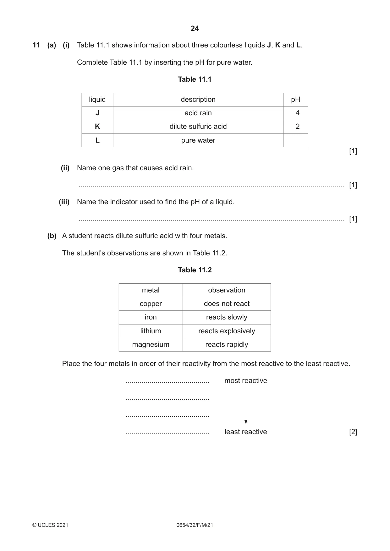 Cambridge IGCSE Sciences - Co-ordinated (Double) 0654 2021 Feb/March Paper 3 · Variant 2 question paper, page 24 of 28