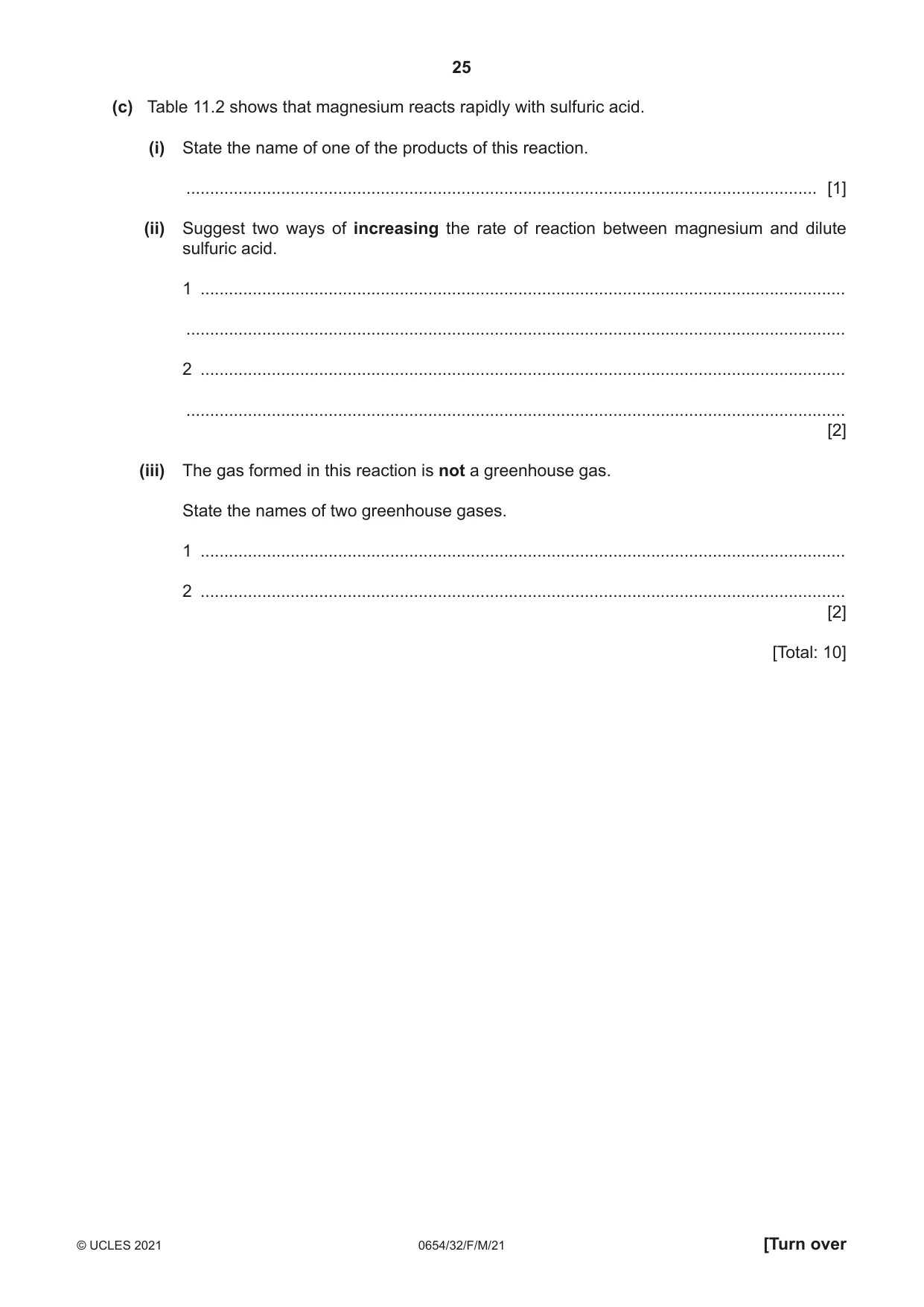 Cambridge IGCSE Sciences - Co-ordinated (Double) 0654 2021 Feb/March Paper 3 · Variant 2 question paper, page 25 of 28
