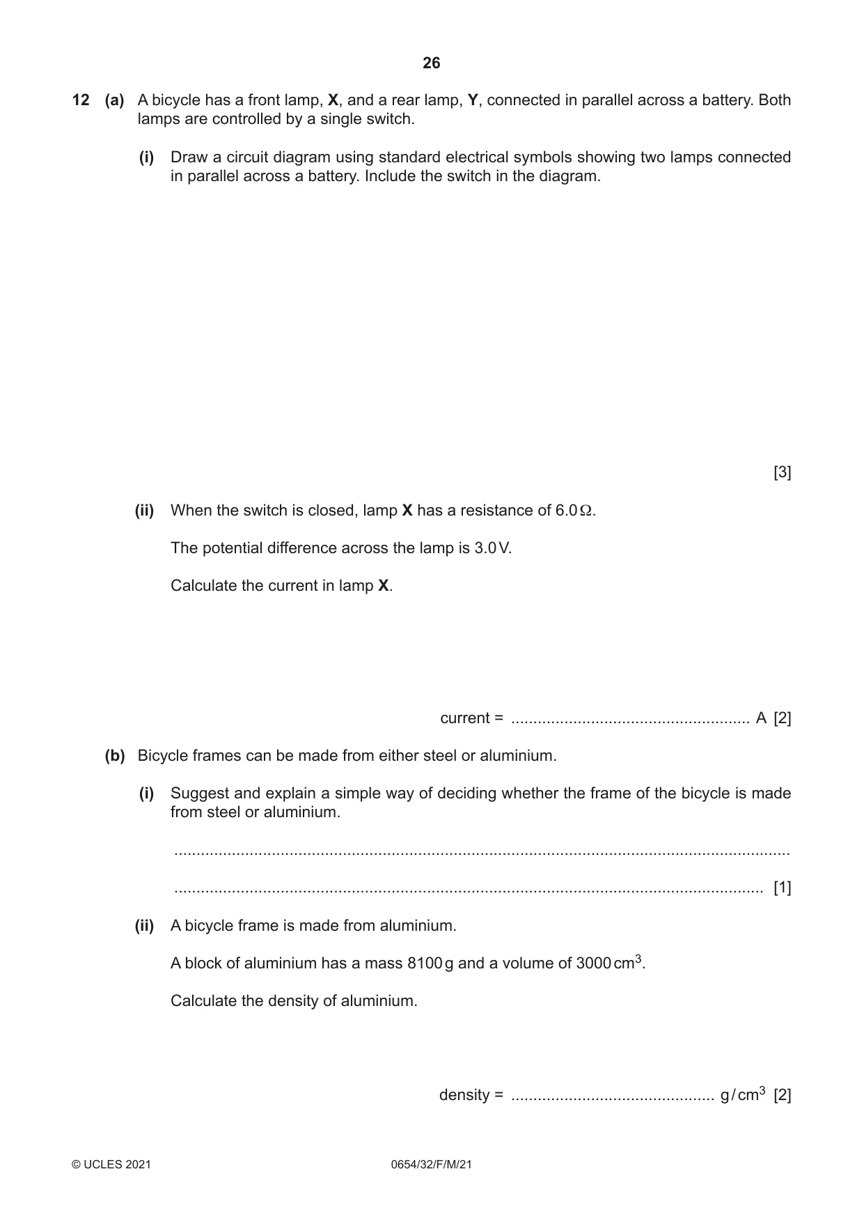 Cambridge IGCSE Sciences - Co-ordinated (Double) 0654 2021 Feb/March Paper 3 · Variant 2 question paper, page 26 of 28