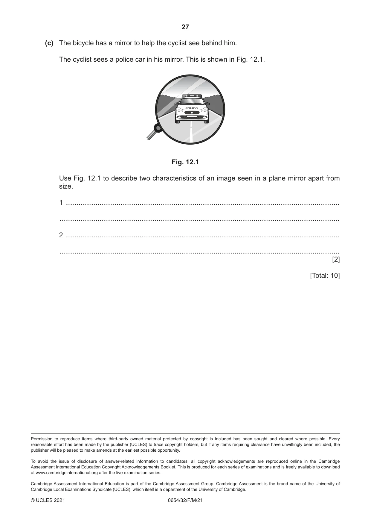 Cambridge IGCSE Sciences - Co-ordinated (Double) 0654 2021 Feb/March Paper 3 · Variant 2 question paper, page 27 of 28