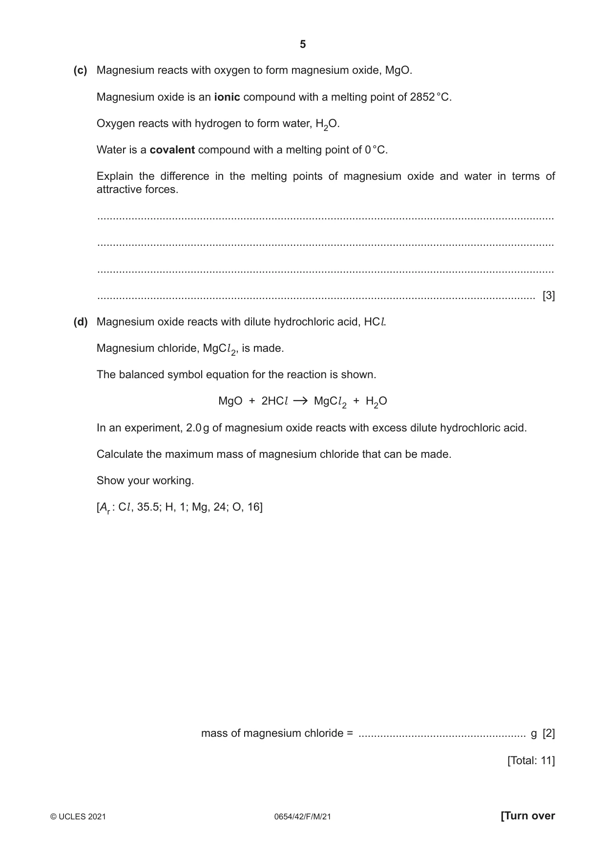 Cambridge IGCSE Sciences - Co-ordinated (Double) 0654 2021 Feb/March Paper 4 · Variant 2 question paper, page 5 of 28