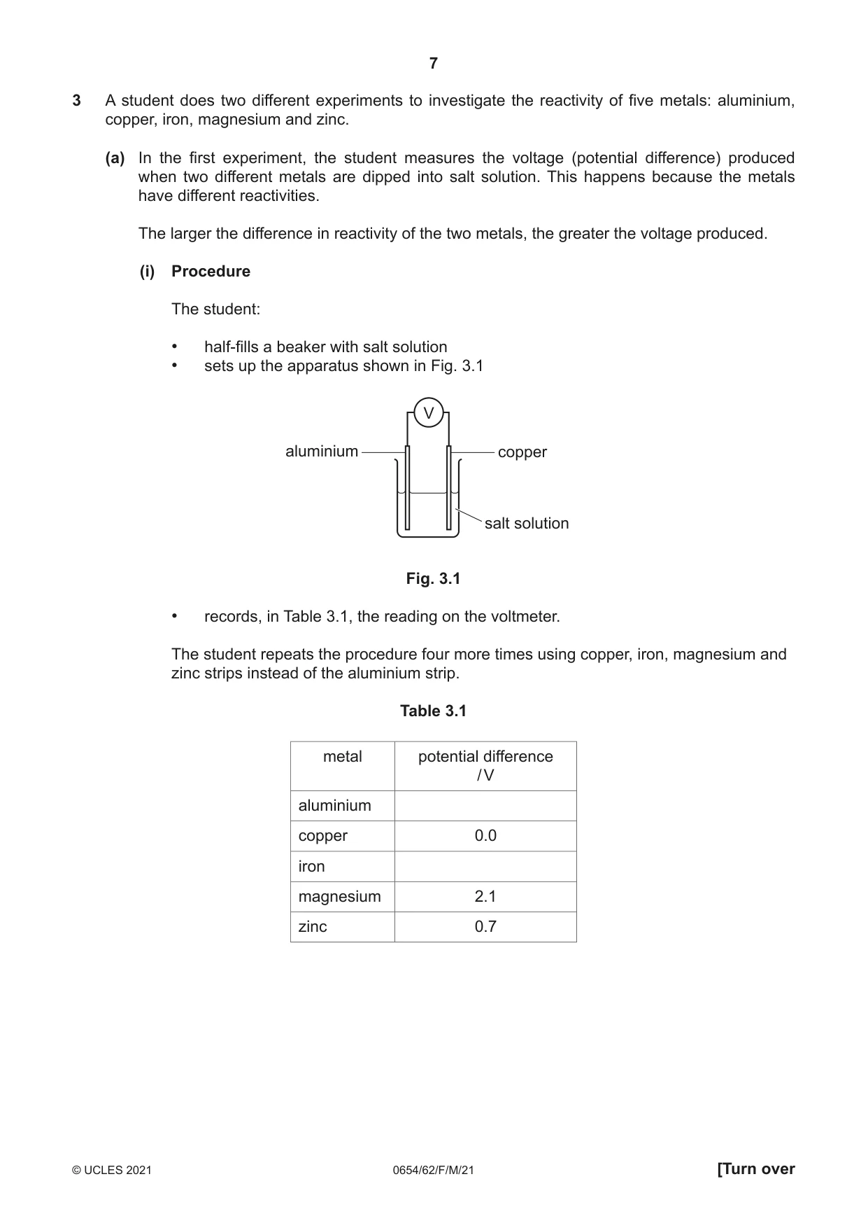 Cambridge IGCSE Sciences - Co-ordinated (Double) 0654 2021 Feb/March Paper 6 · Variant 2 question paper, page 7 of 20
