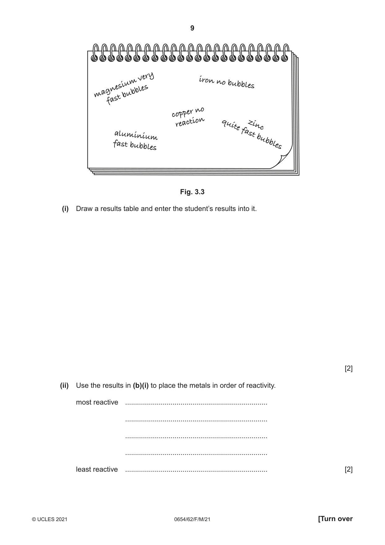 Cambridge IGCSE Sciences - Co-ordinated (Double) 0654 2021 Feb/March Paper 6 · Variant 2 question paper, page 9 of 20