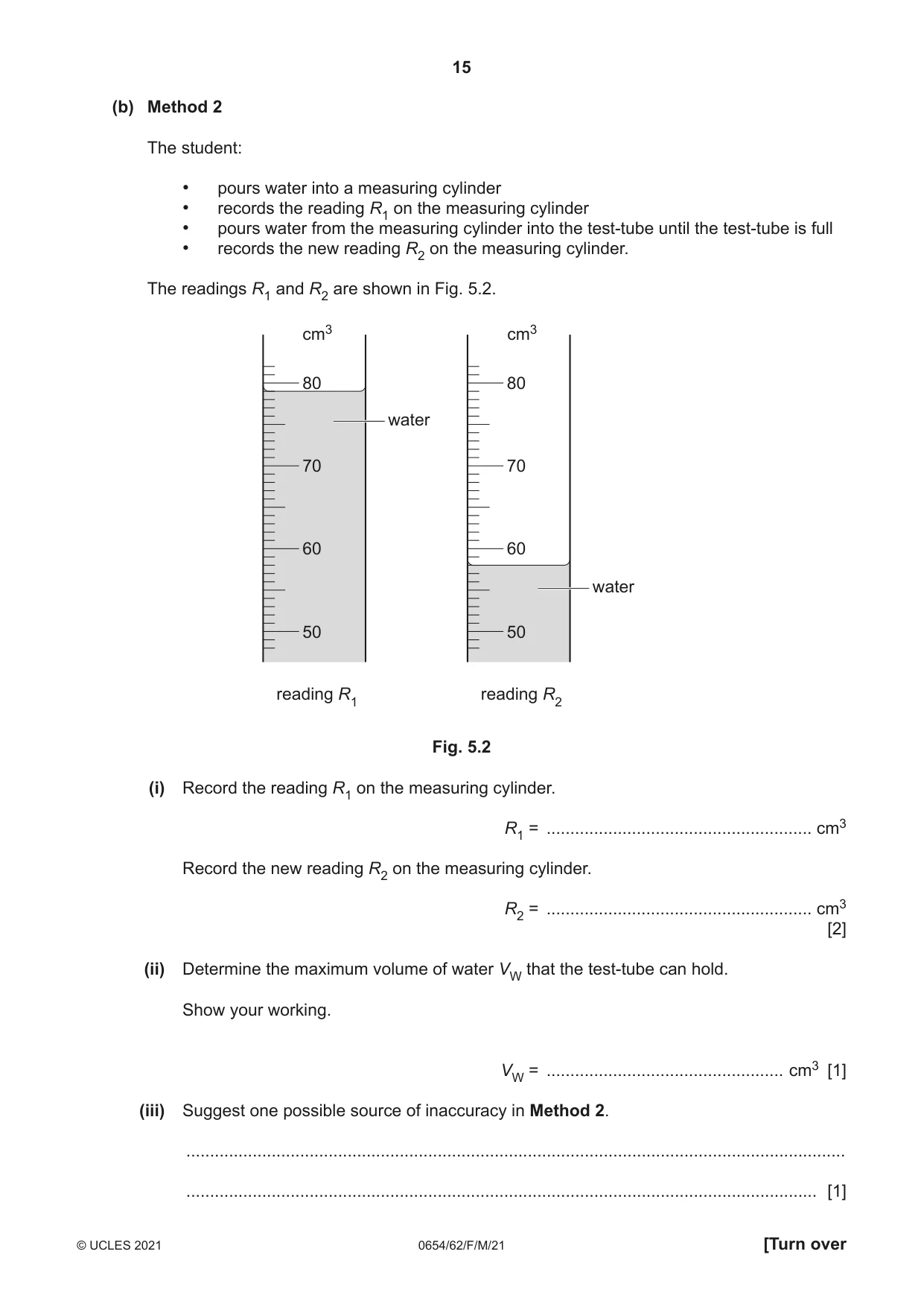 Cambridge IGCSE Sciences - Co-ordinated (Double) 0654 2021 Feb/March Paper 6 · Variant 2 question paper, page 15 of 20