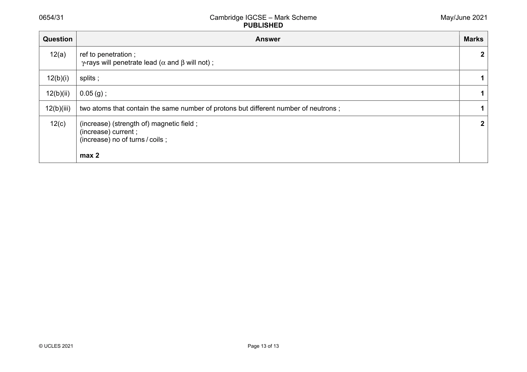 Mark scheme, page 13 of 13