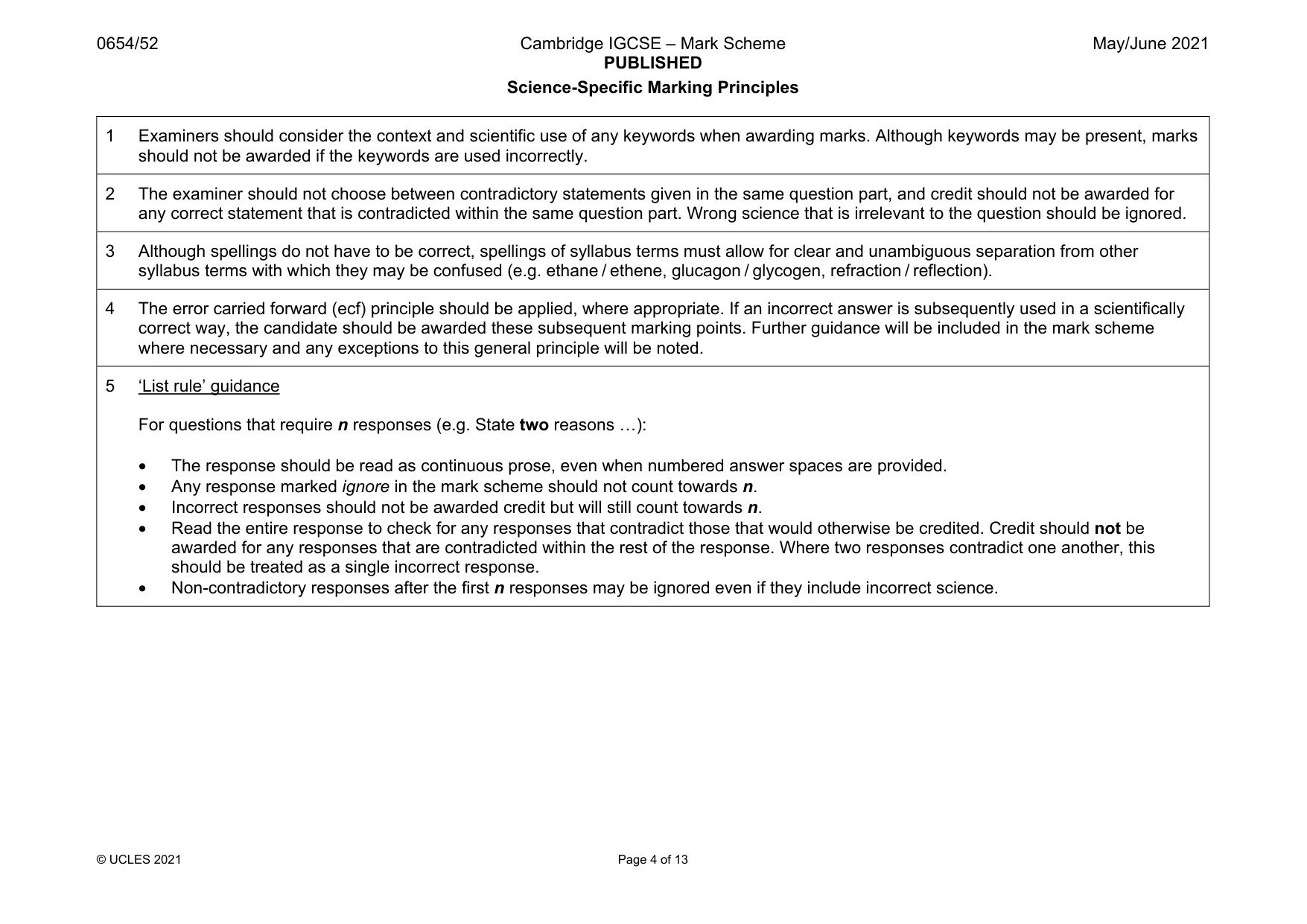 Mark scheme, page 4 of 13