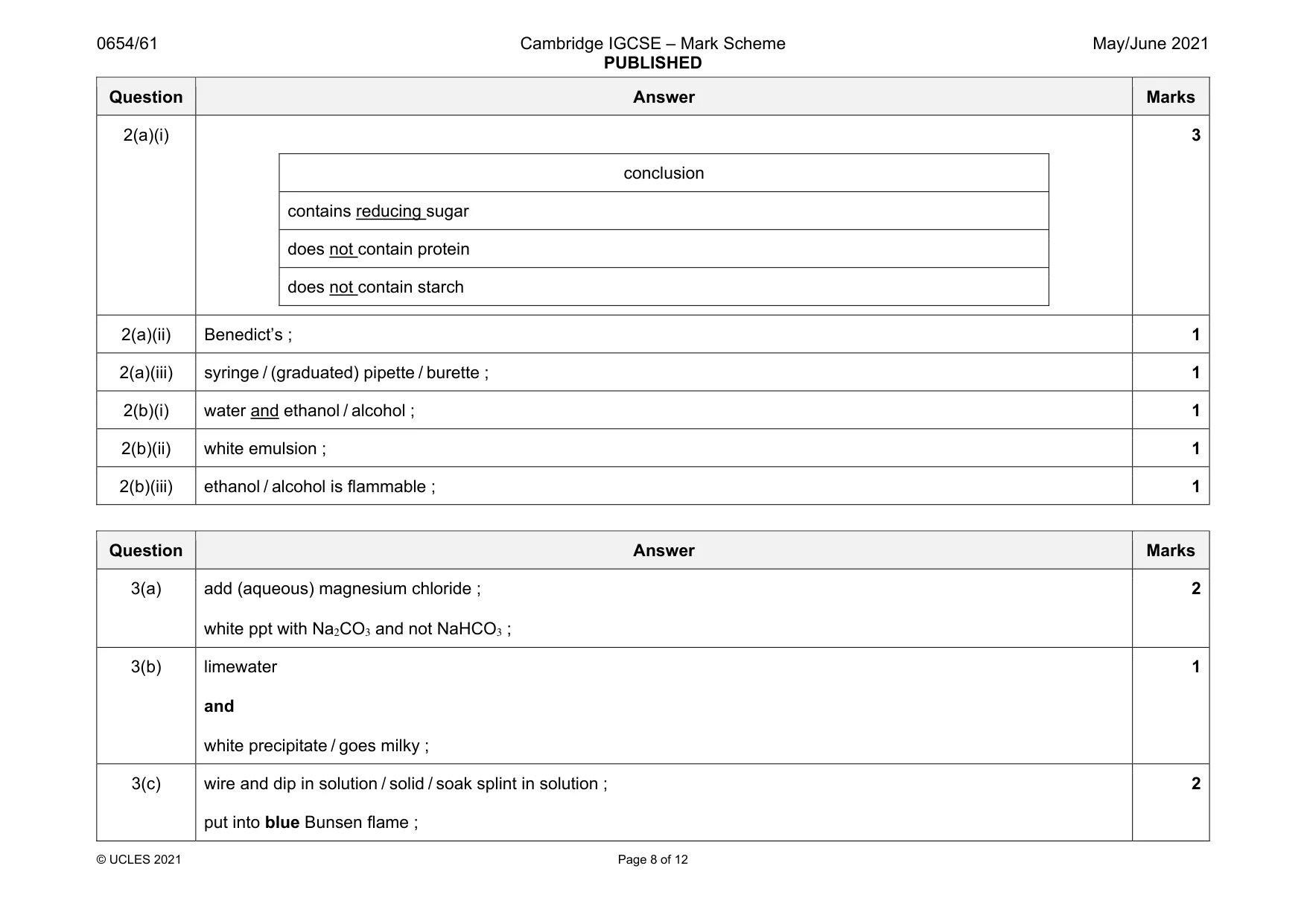 Mark scheme, page 8 of 12
