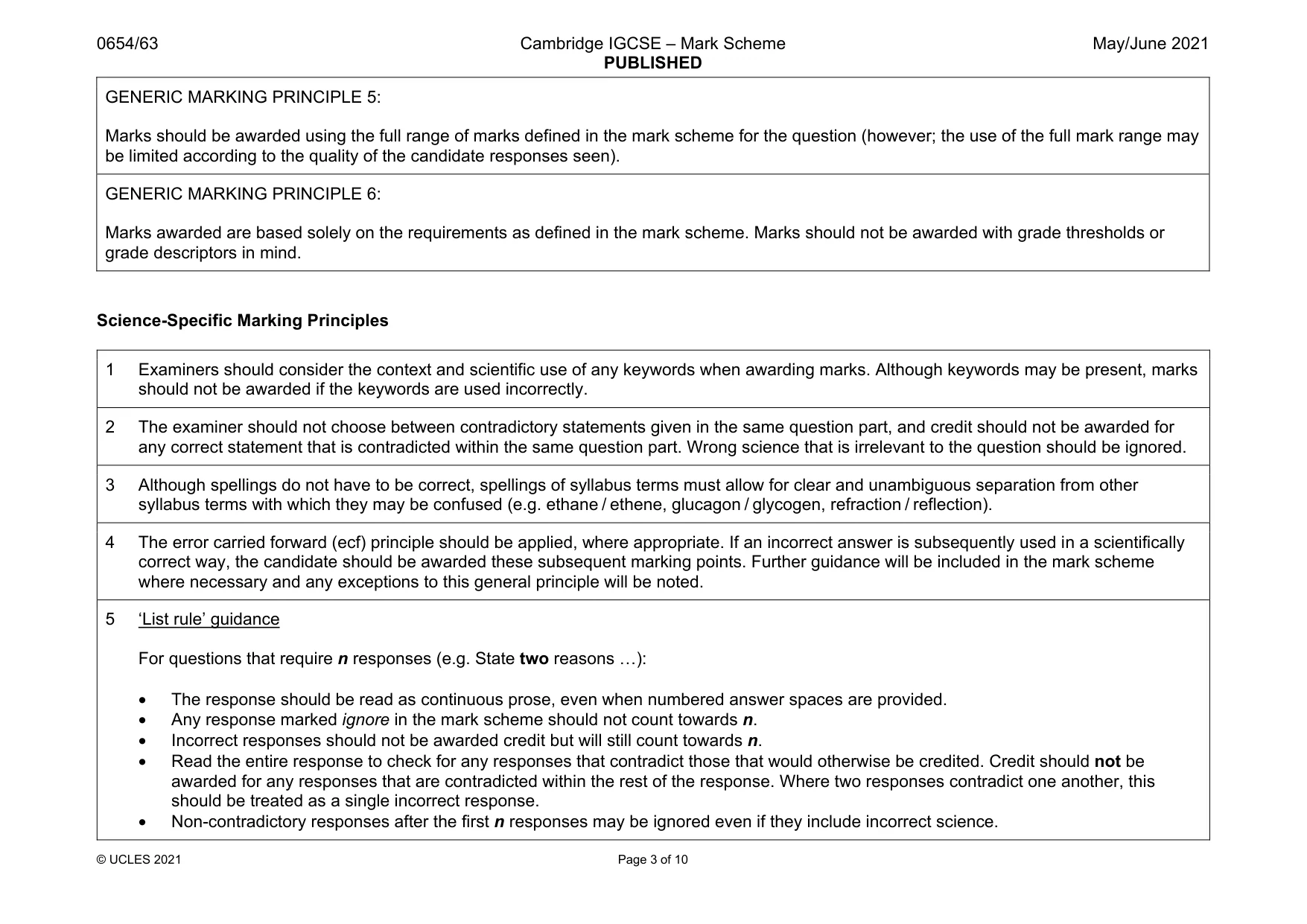 Mark scheme, page 3 of 10