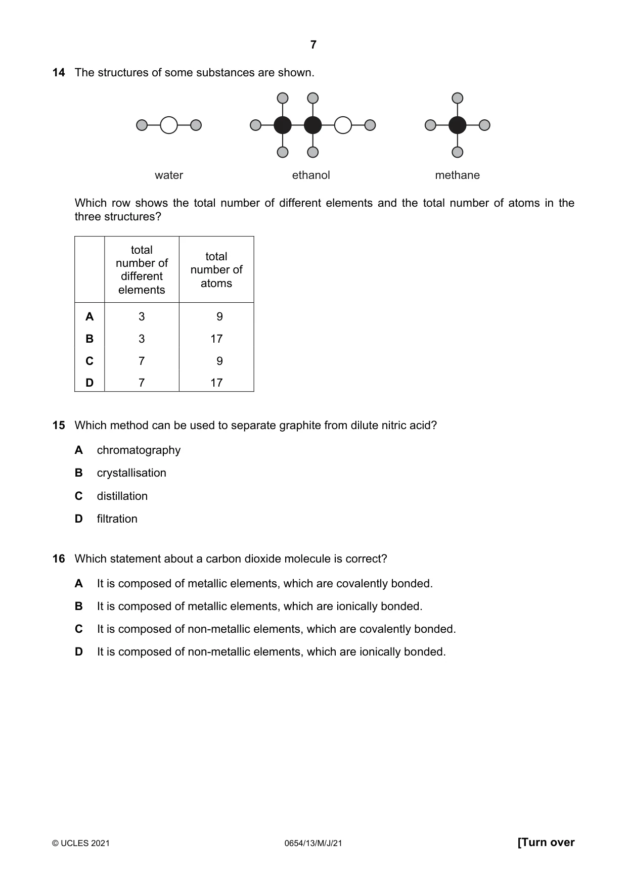 Cambridge IGCSE Sciences - Co-ordinated (Double) 0654 2021 May/June Paper 1 · Variant 3 question paper, page 7 of 16