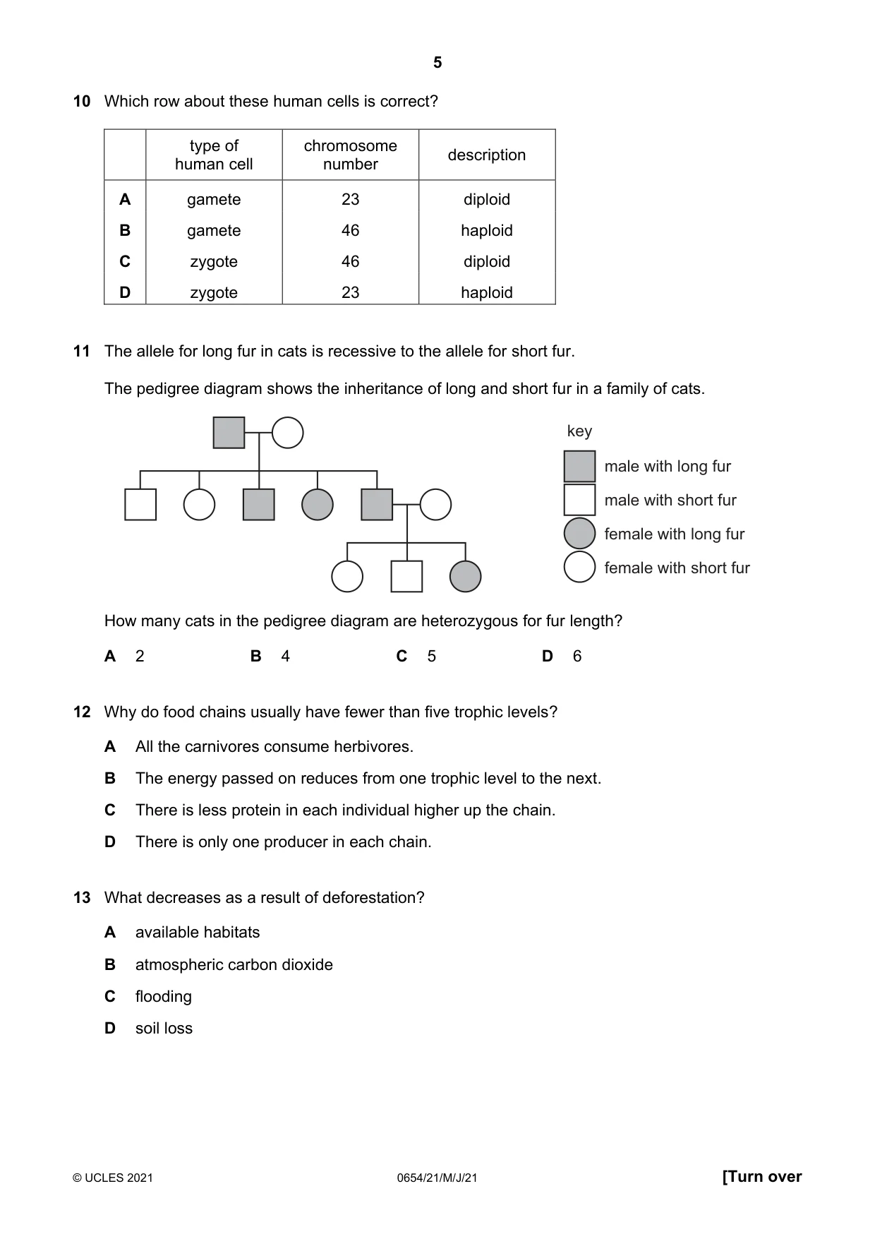Cambridge IGCSE Sciences - Co-ordinated (Double) 0654 2021 May/June Paper 2 · Variant 1 question paper, page 5 of 16