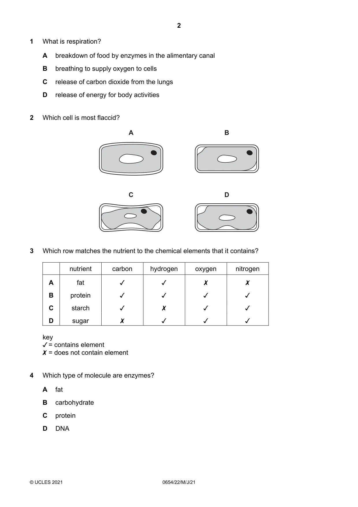 Cambridge IGCSE Sciences - Co-ordinated (Double) 0654 2021 May/June Paper 2 · Variant 2 question paper, page 2 of 16